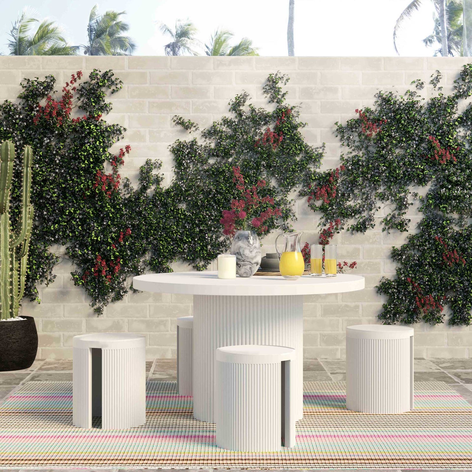 Waylon Concrete Round Dining Table Ivory