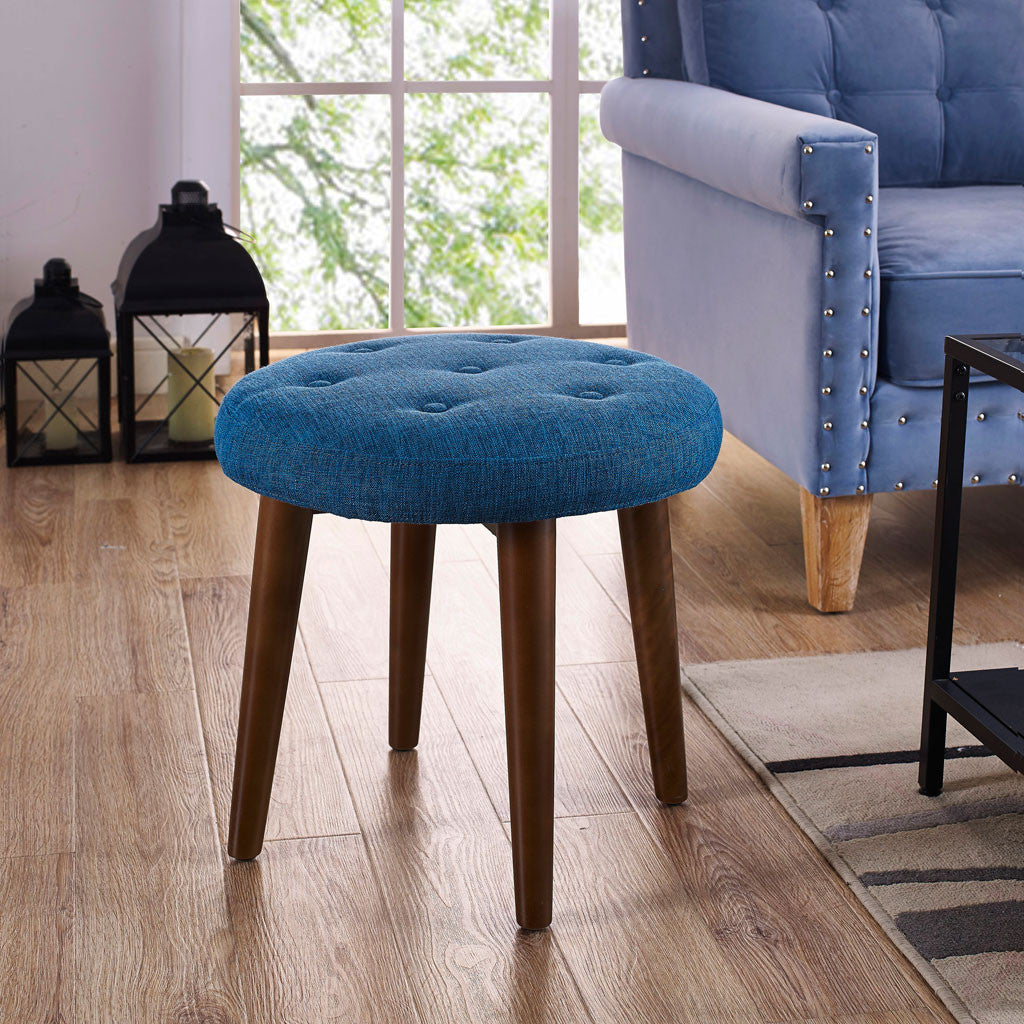 Malvern Blue Linen Stool