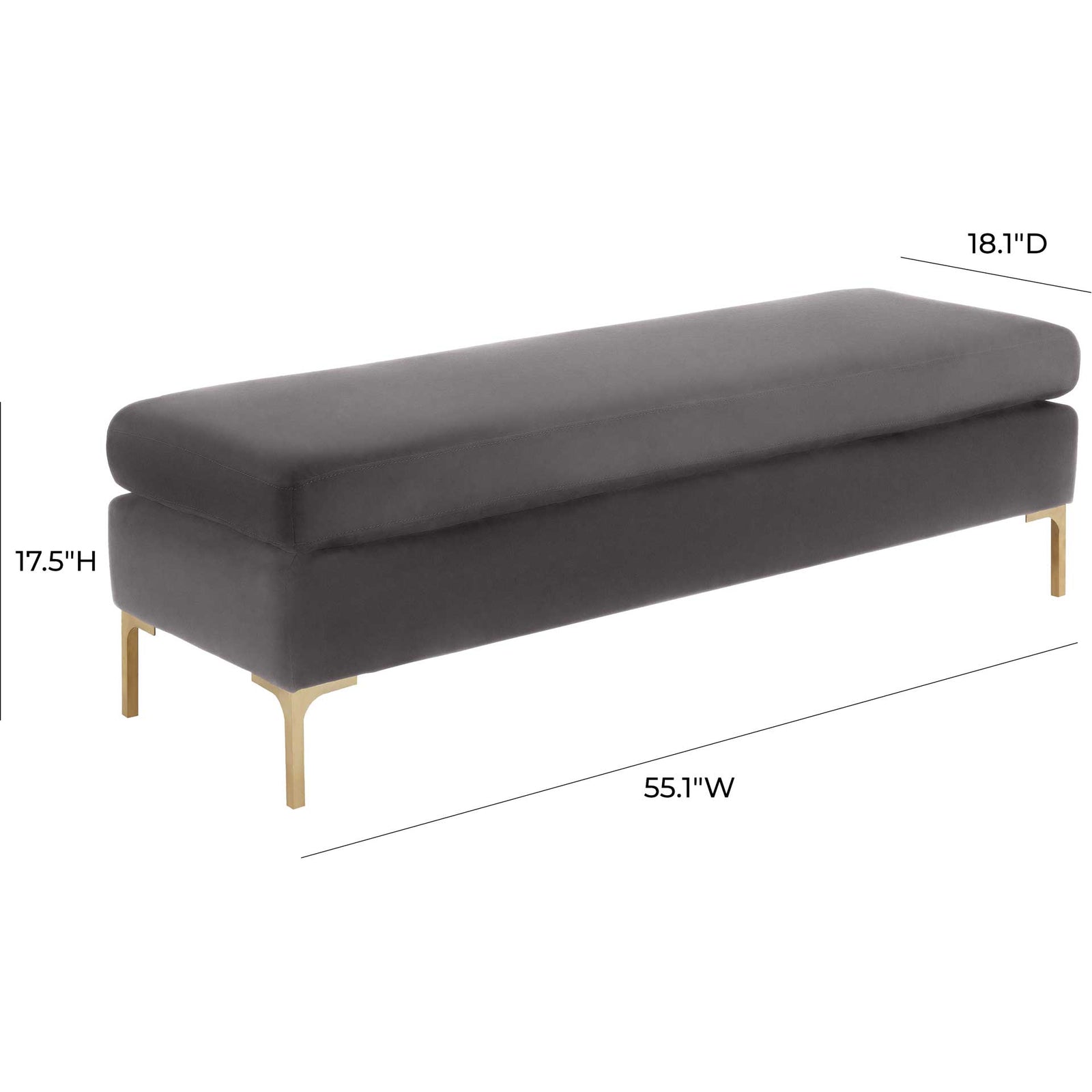 Deitria Velvet Bench Gray