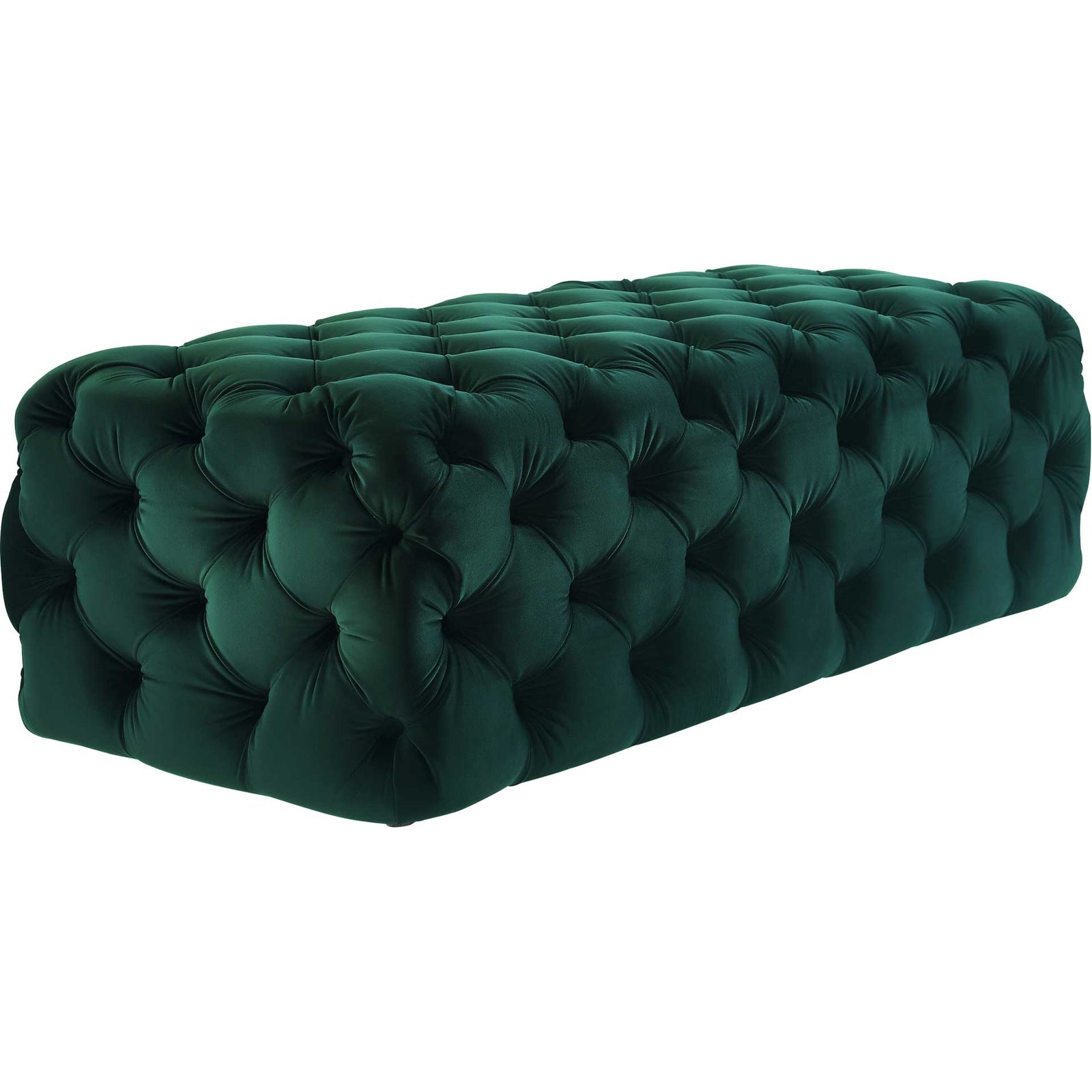 Kalel Velvet Ottoman Green