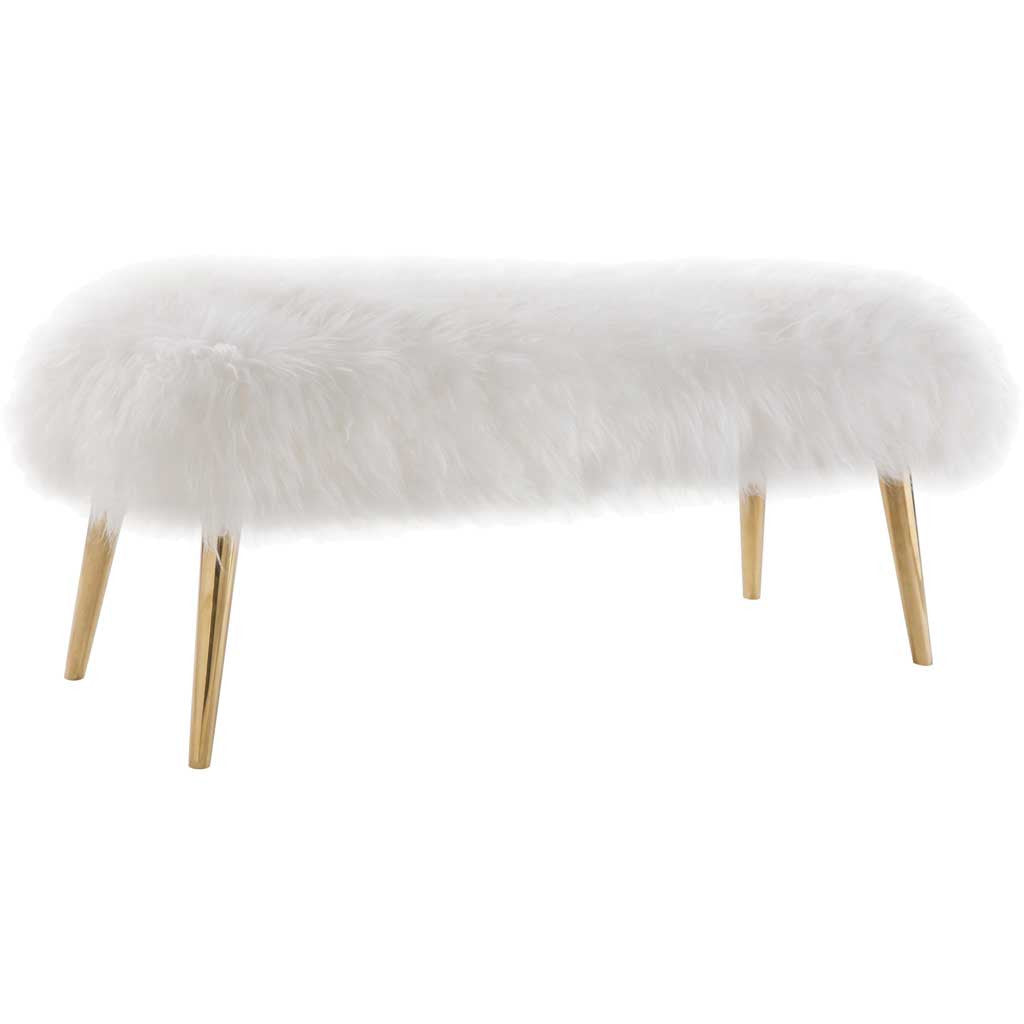 Chatou Sheepskin Bench White