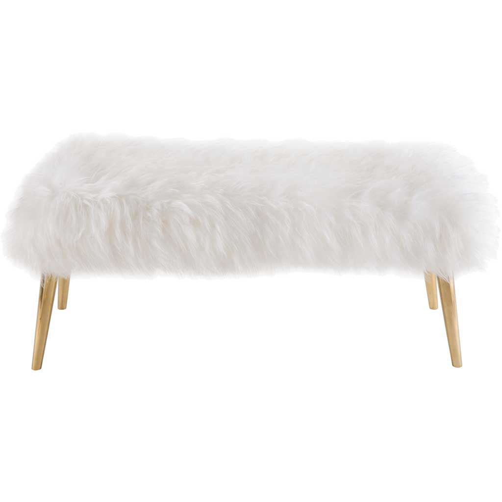 Chatou Sheepskin Bench White