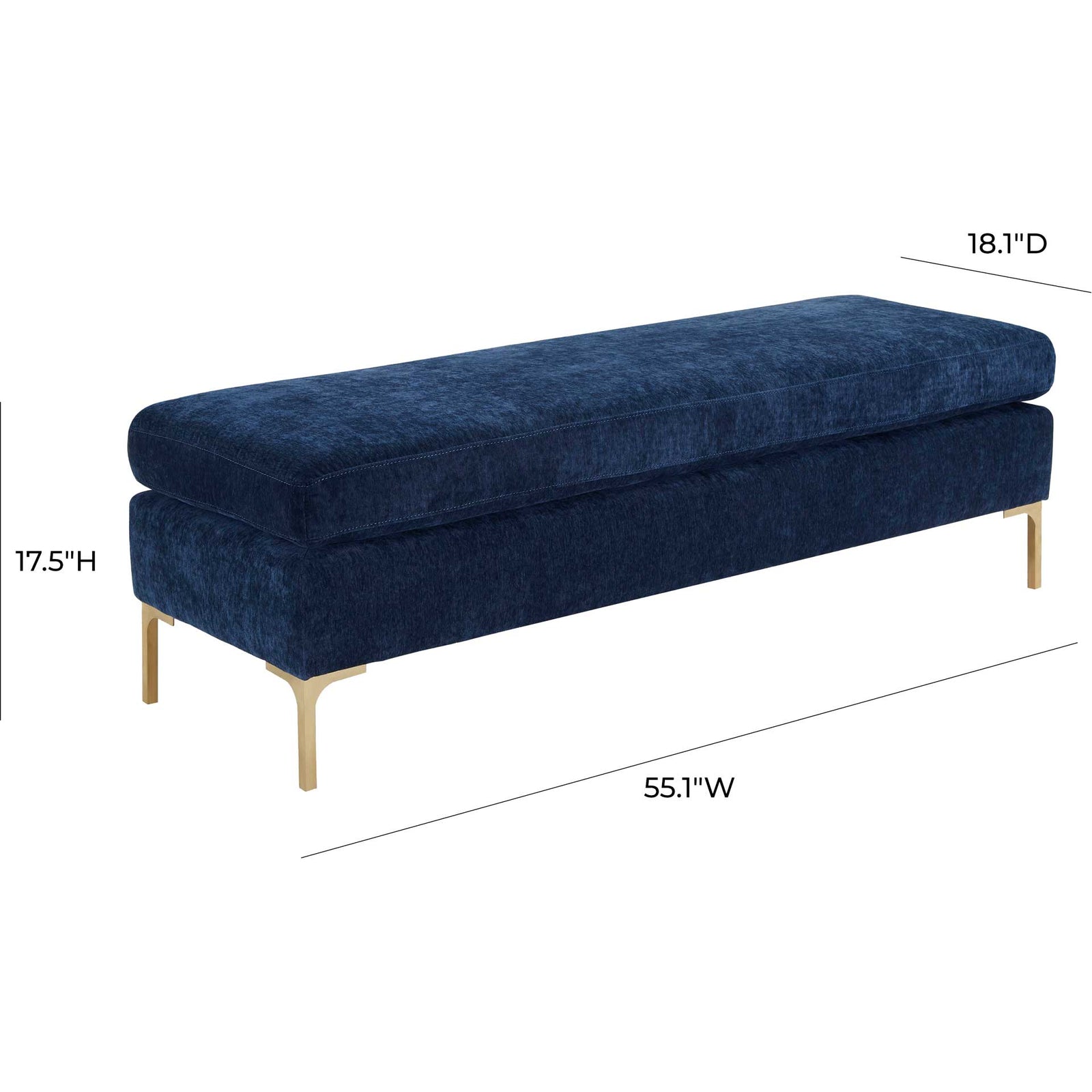 Deitria Textured Velvet Bench Navy