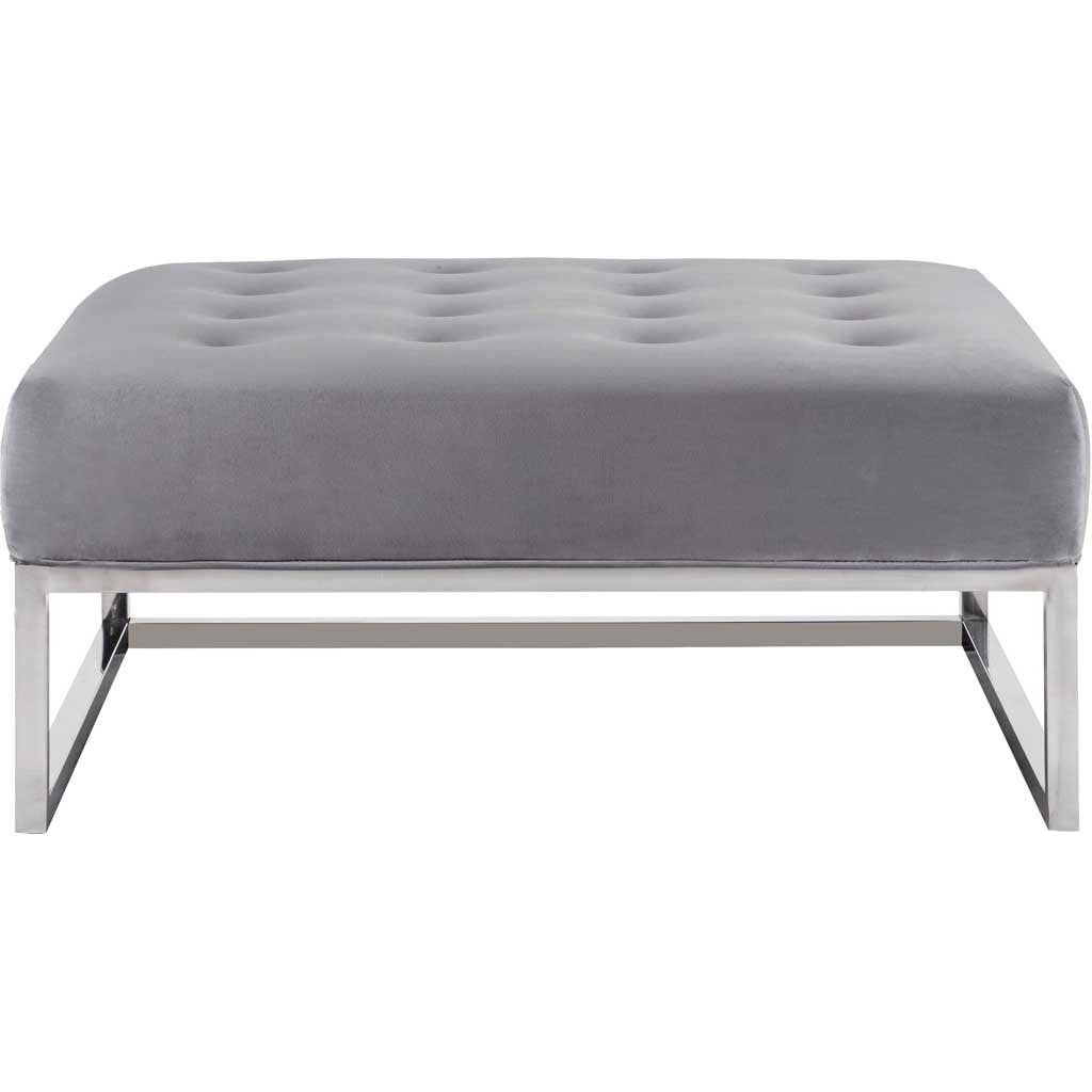 Narbonne Velvet Ottoman Gray