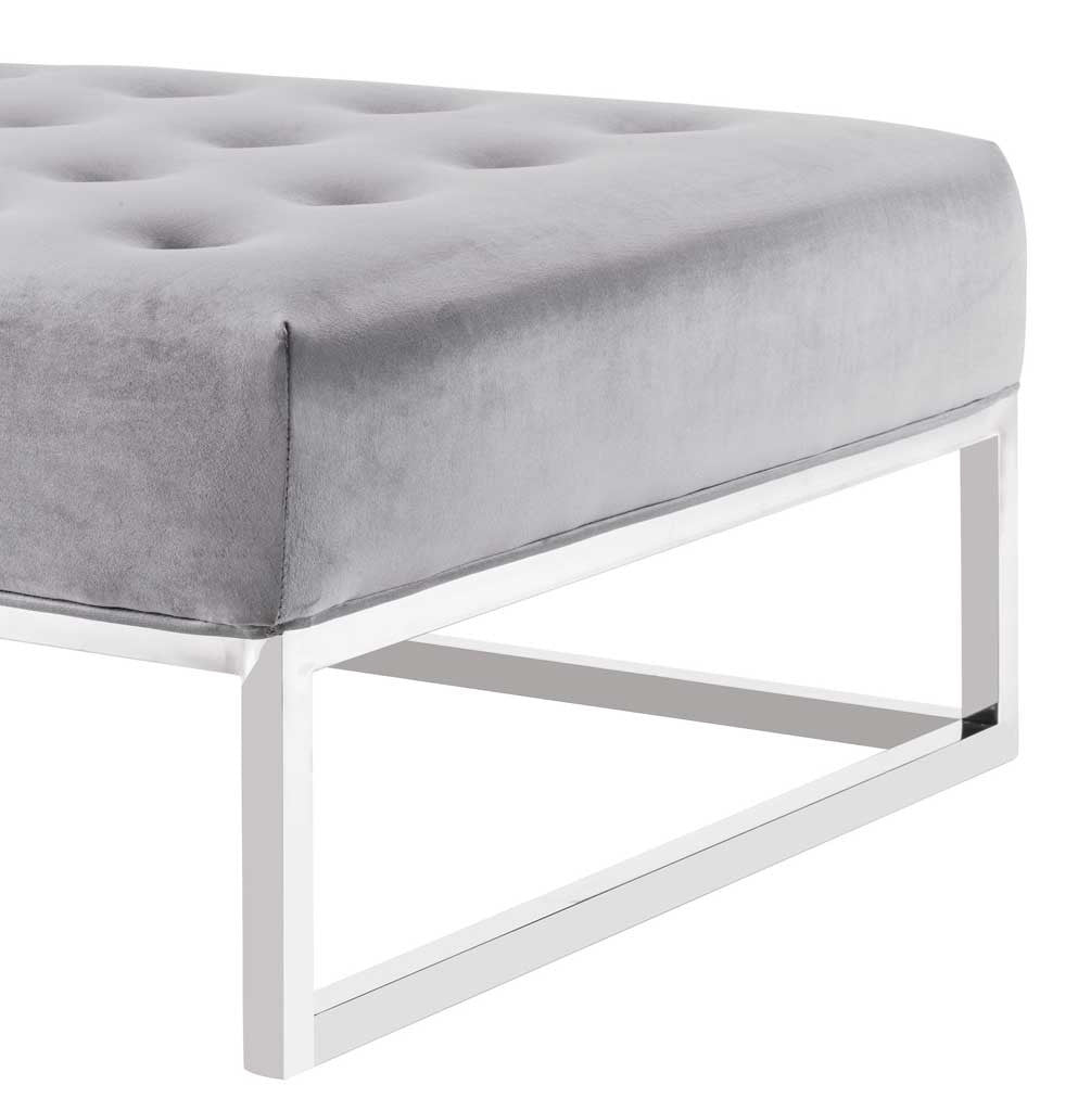 Narbonne Velvet Ottoman Gray