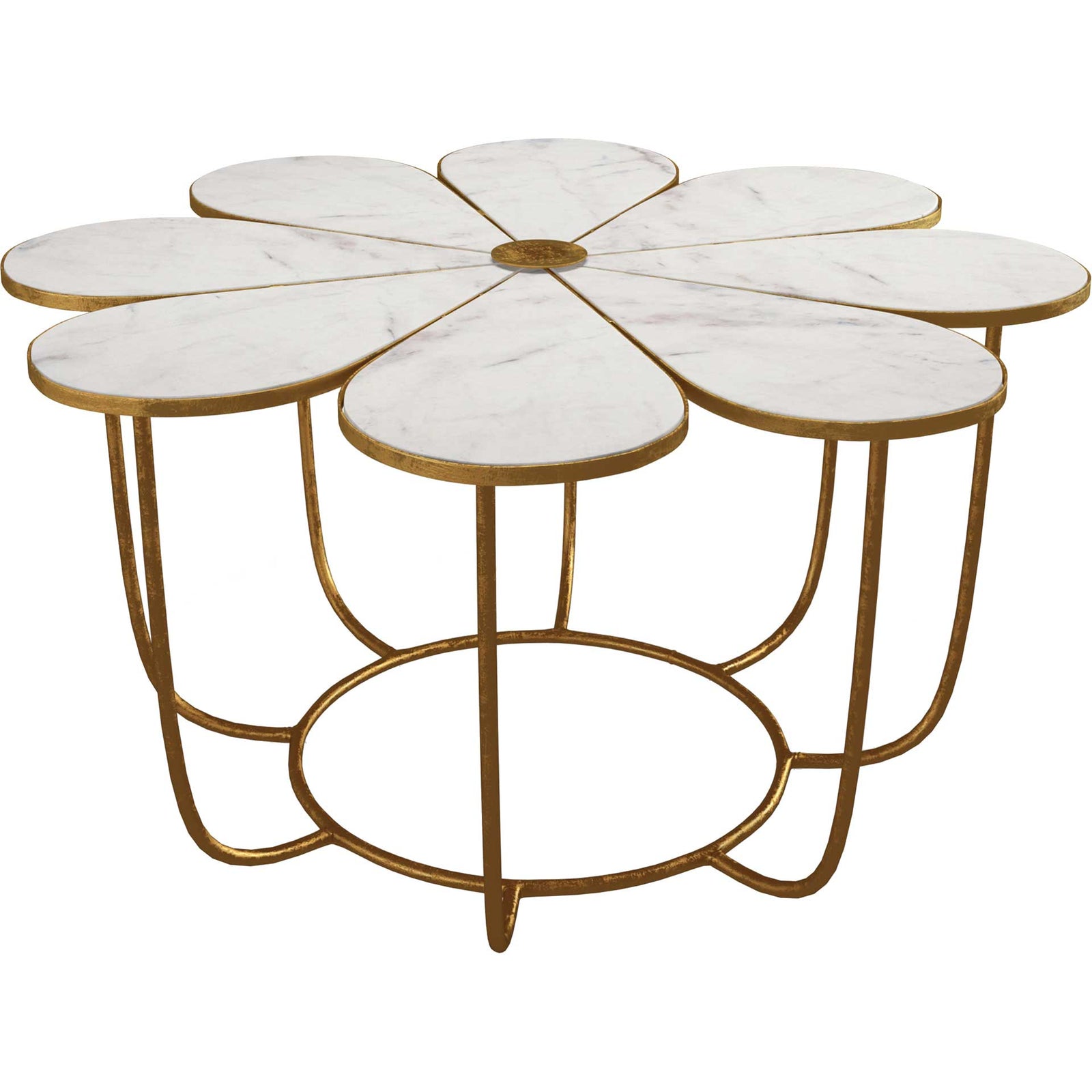 Floral Marble Cocktail Table White/Gold