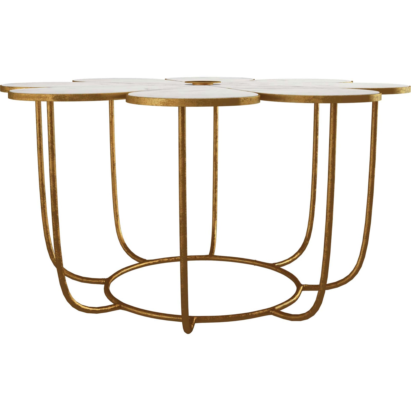 Floral Marble Cocktail Table White/Gold