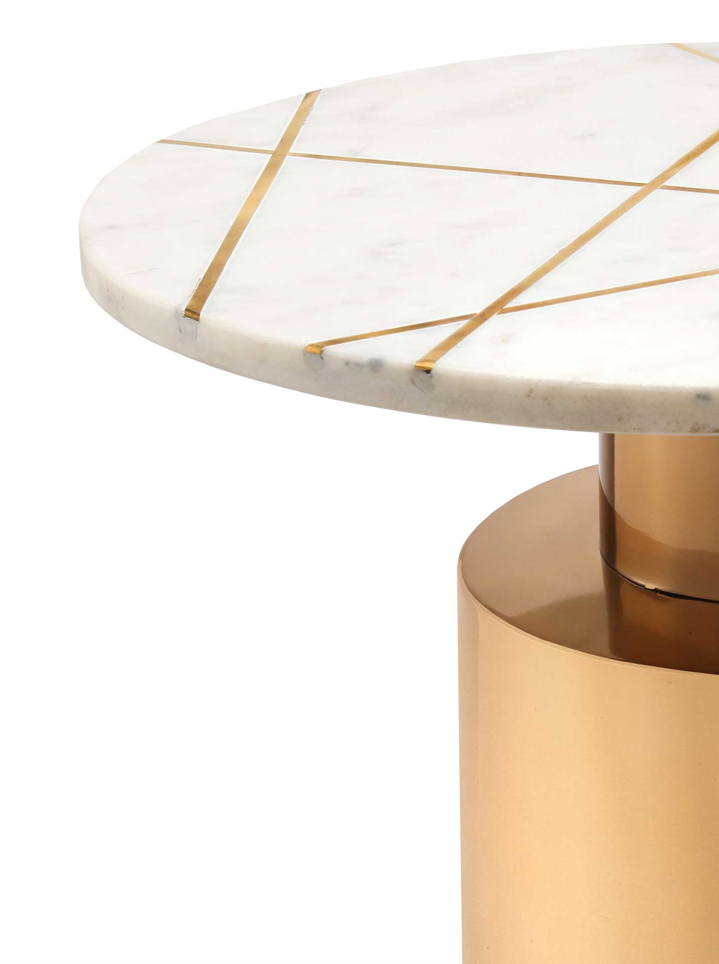 Terrence Marble Side Table Brass/White