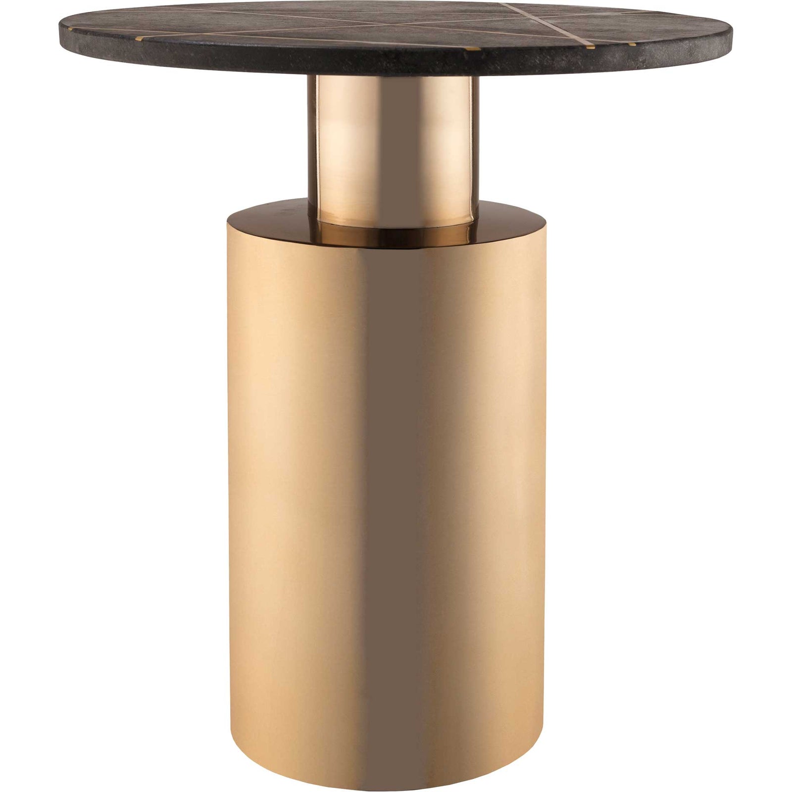Terrence Marble Side Table Black Marble/Brass