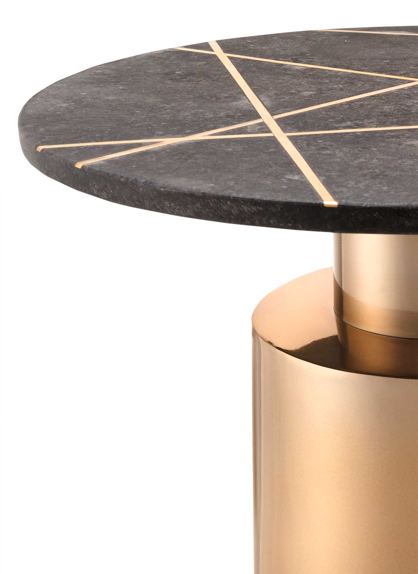Terrence Marble Side Table Black Marble/Brass