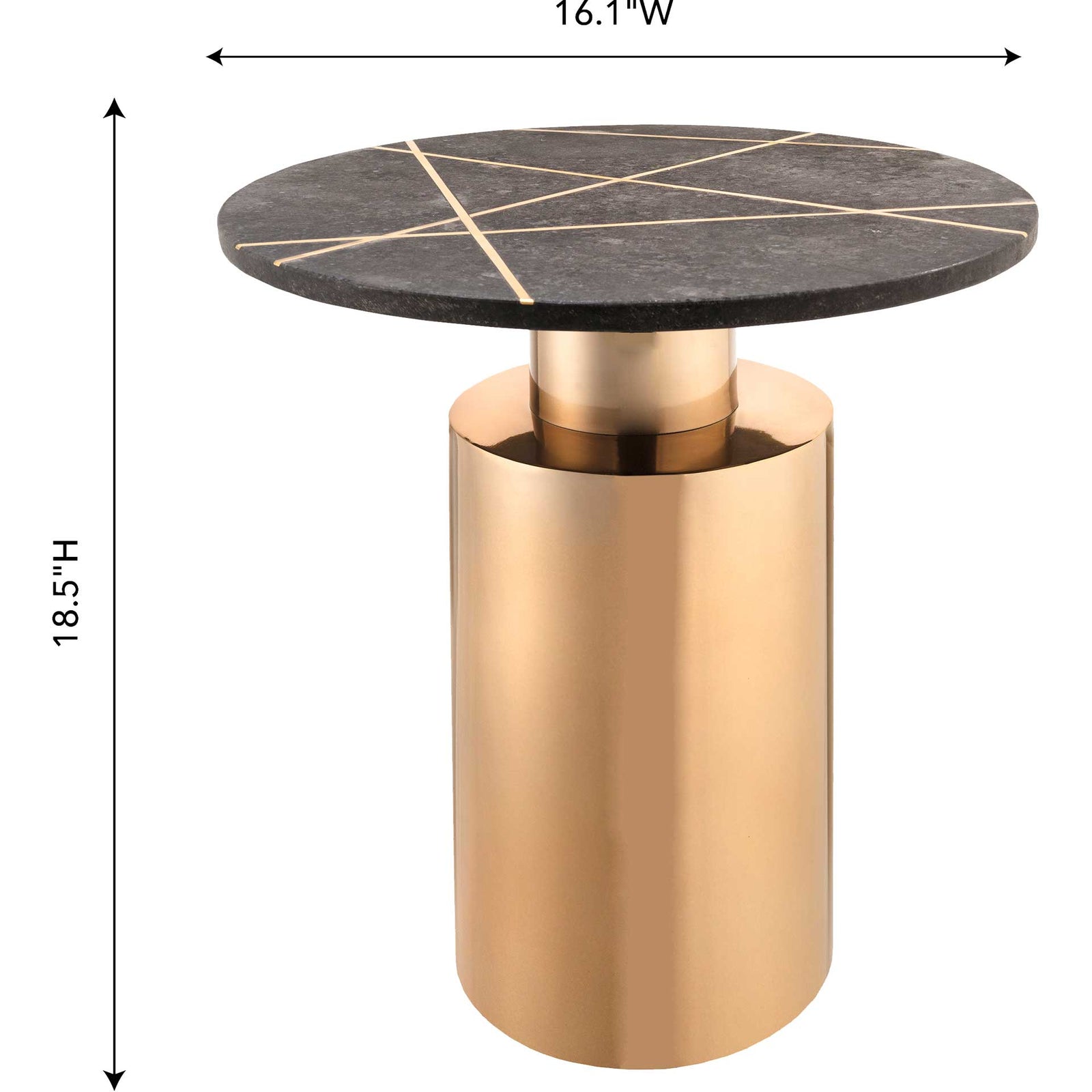 Terrence Marble Side Table Black Marble/Brass