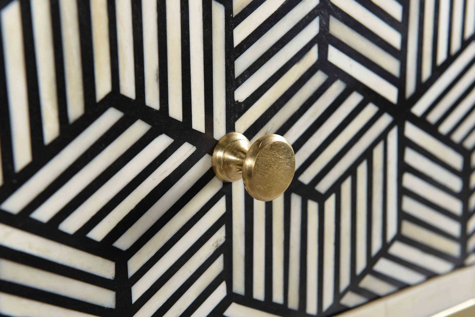 Bone Inlay Side Table Black And White