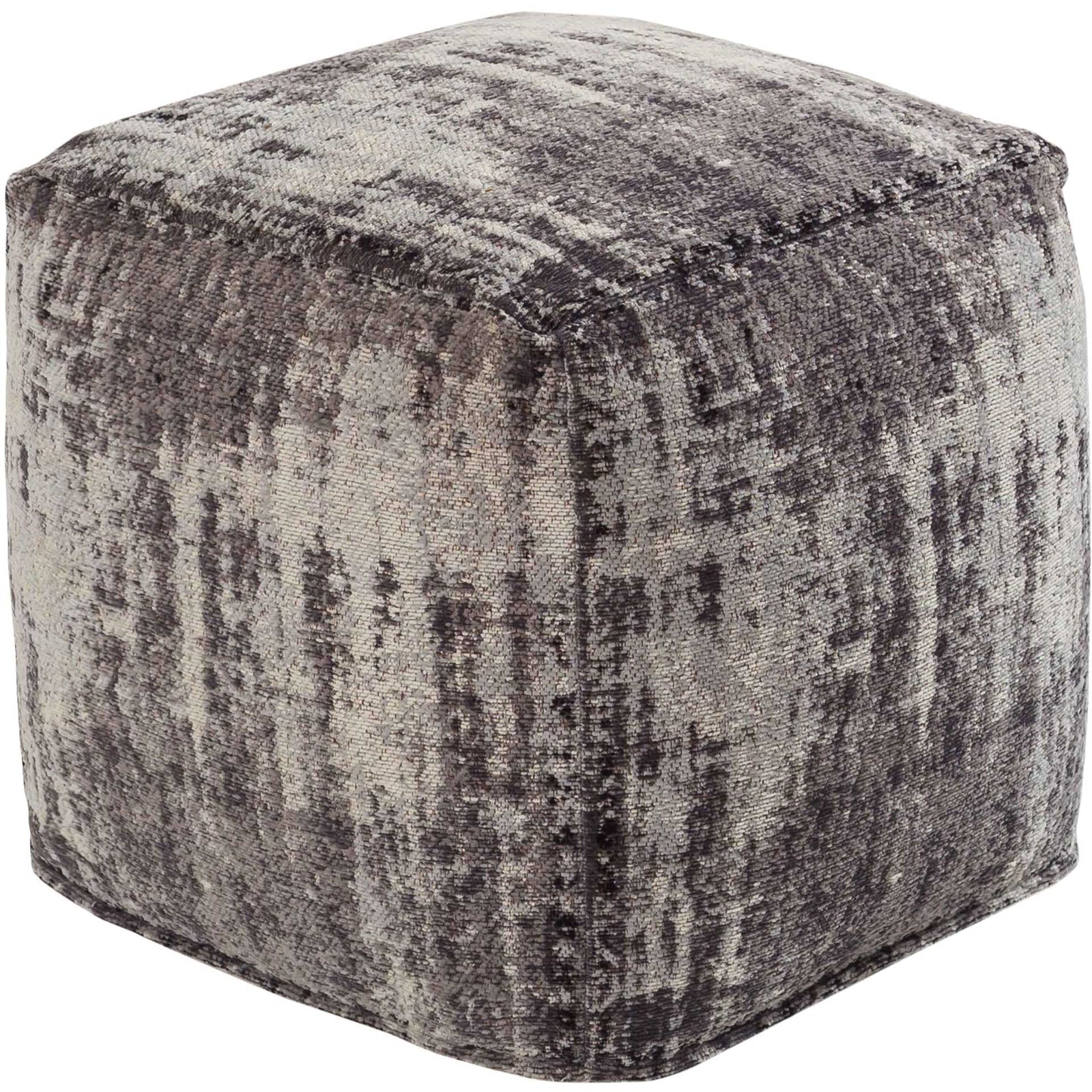 Chandlen Cotton Jacquard Pouf Gray