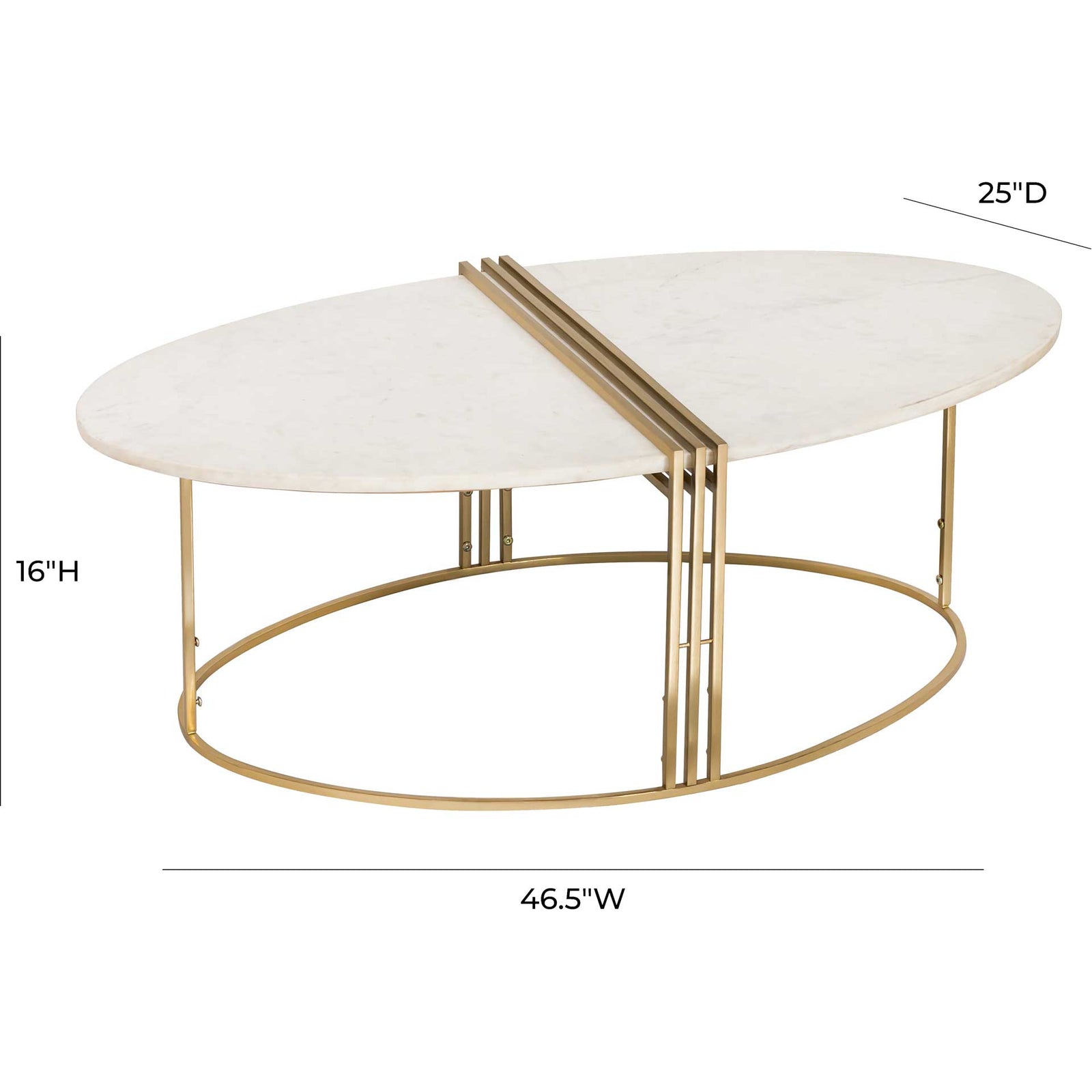 Cairo Oval Marble Coffee Table Gold/White