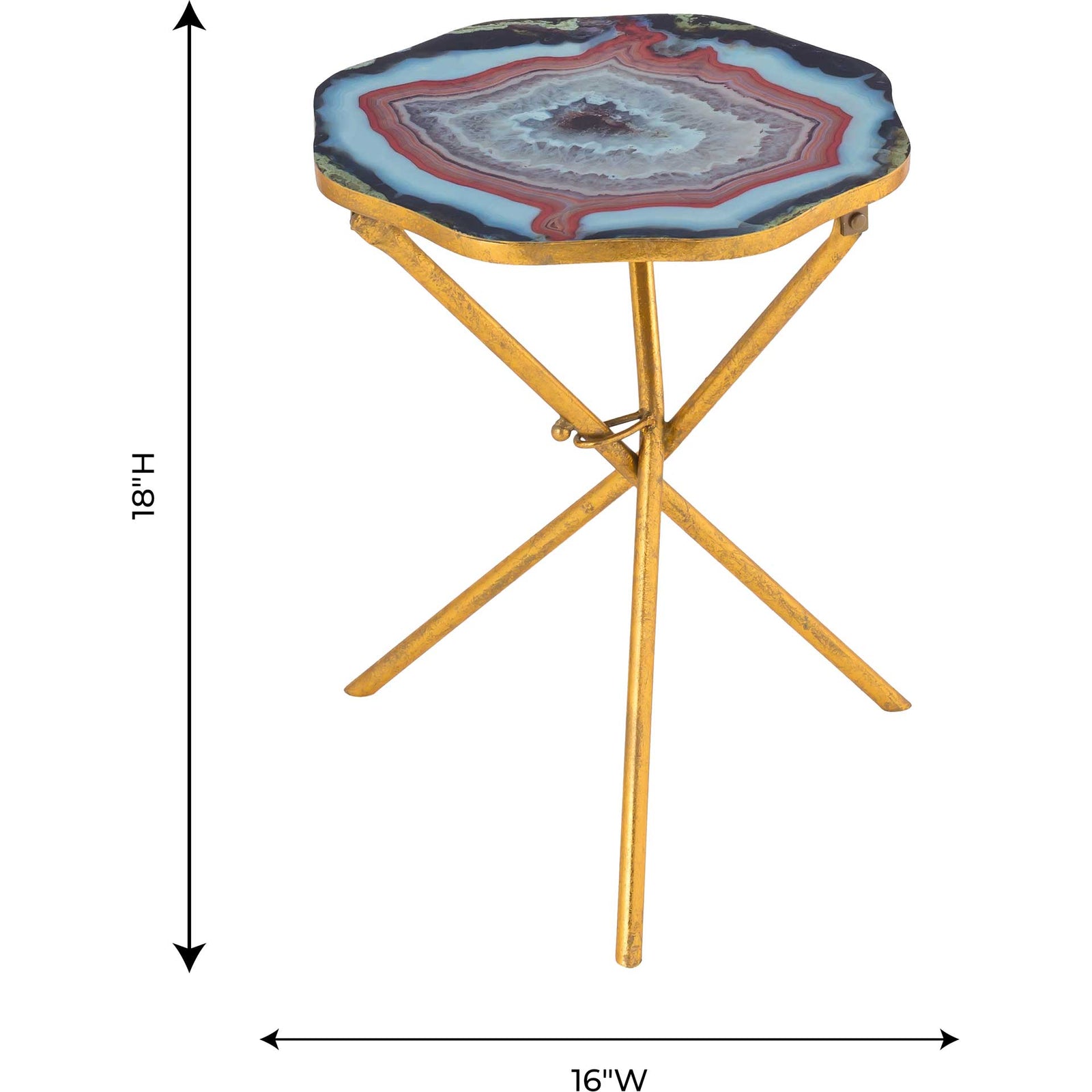 Landen Agate Side Table Gold/Blue