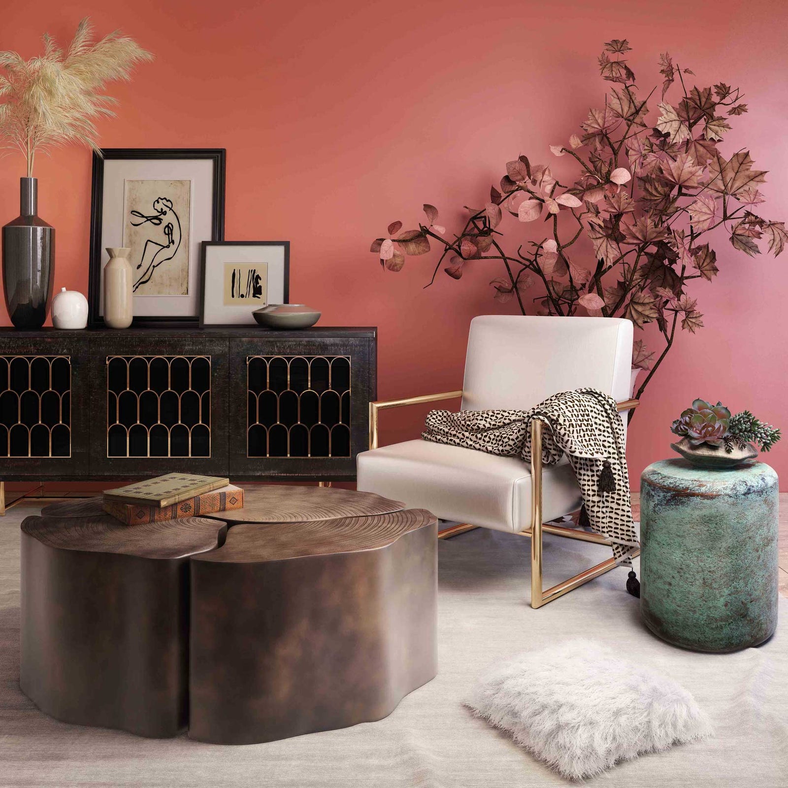 Clarity Coffee Tables Antique Brass