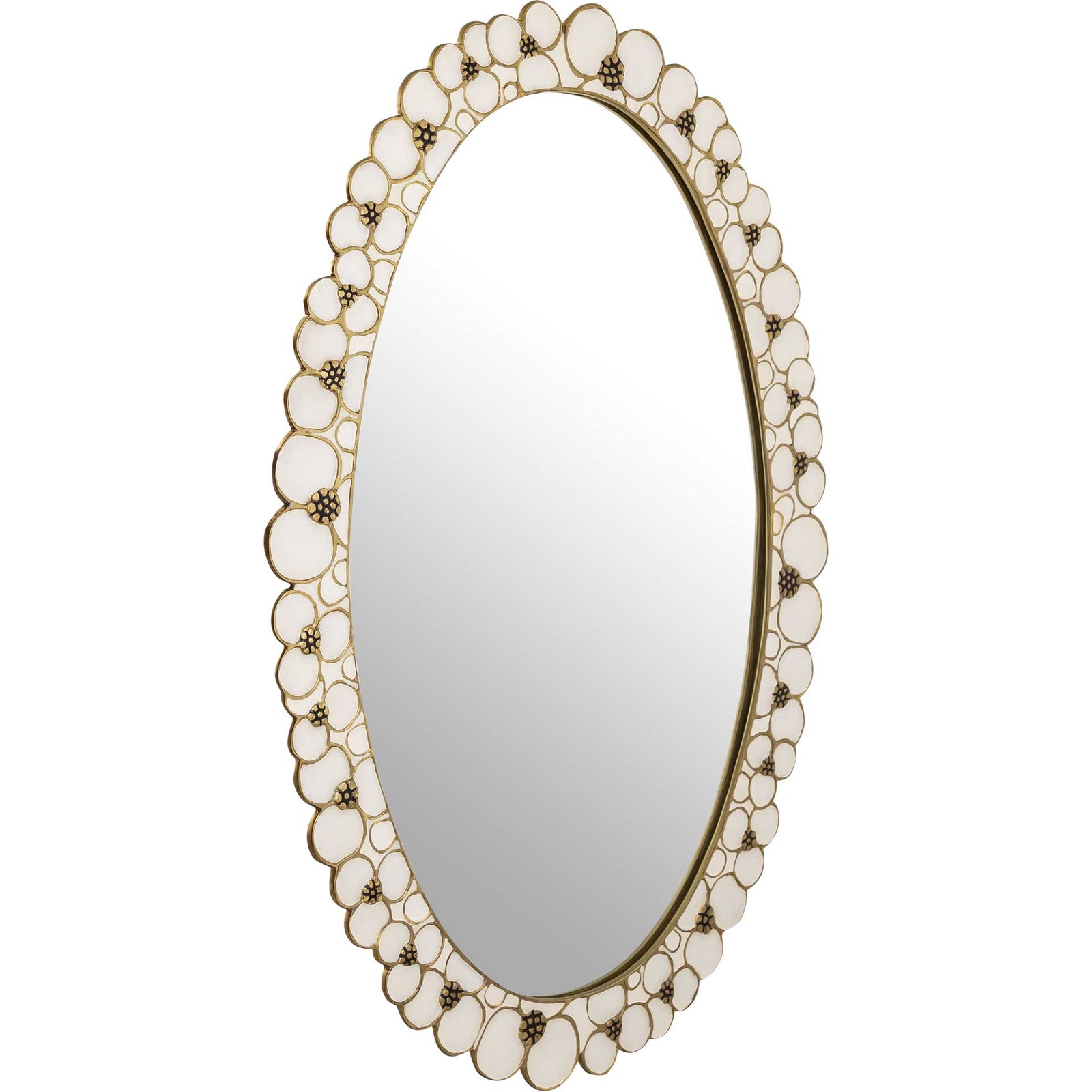 Flora Handpainted Mirror Brass