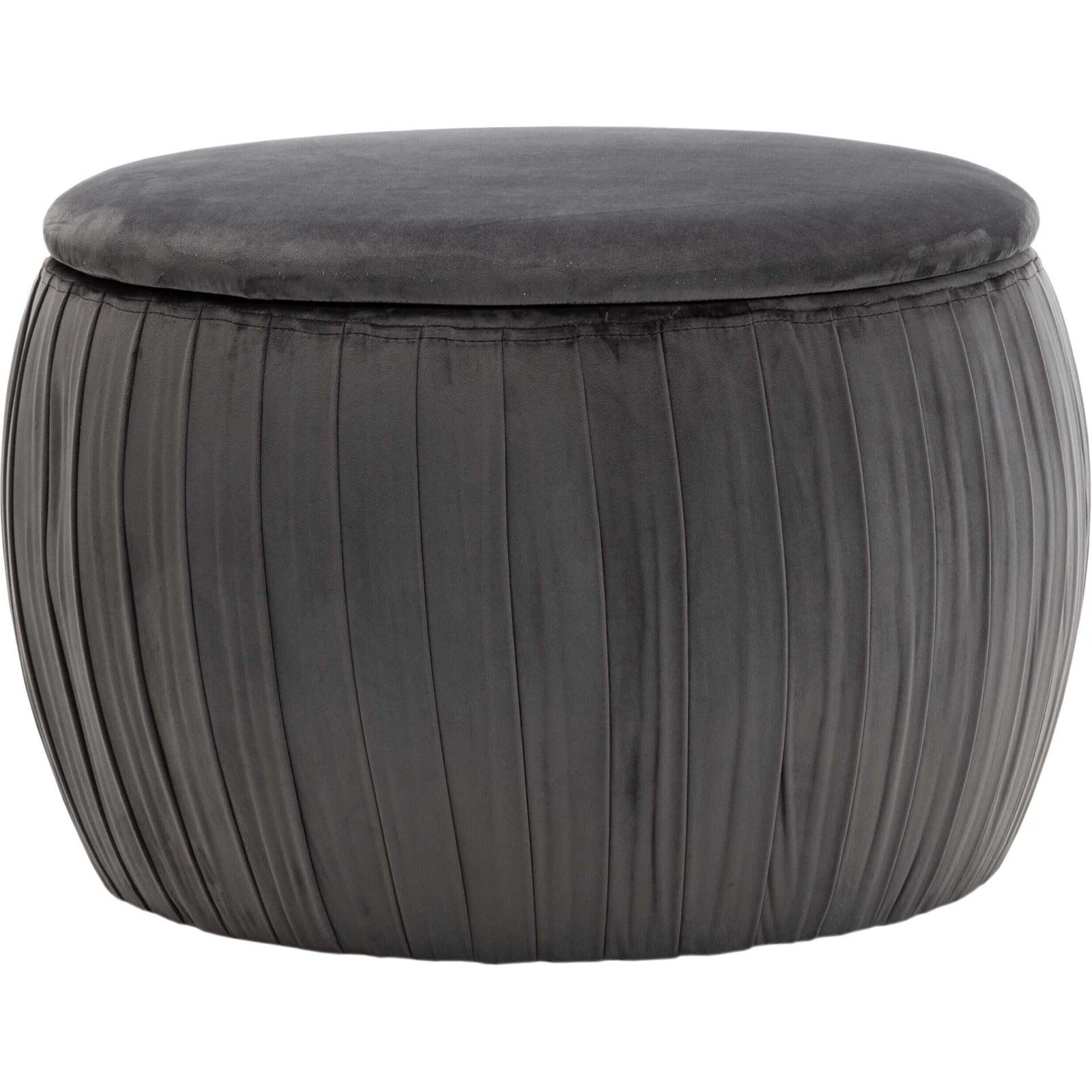 Flower Velvet Storage Ottoman Gray