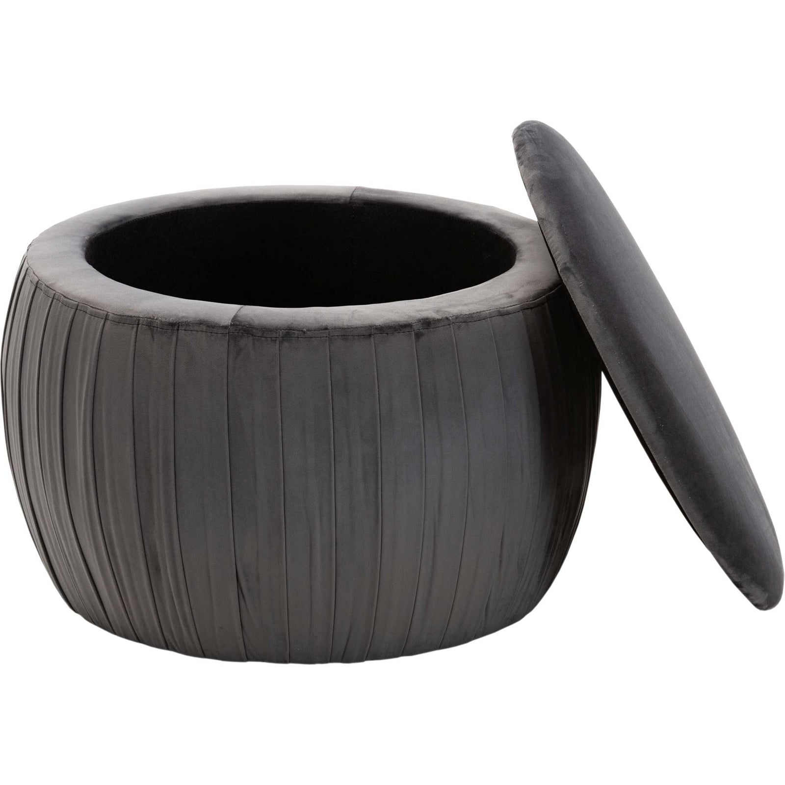 Flower Velvet Storage Ottoman Gray