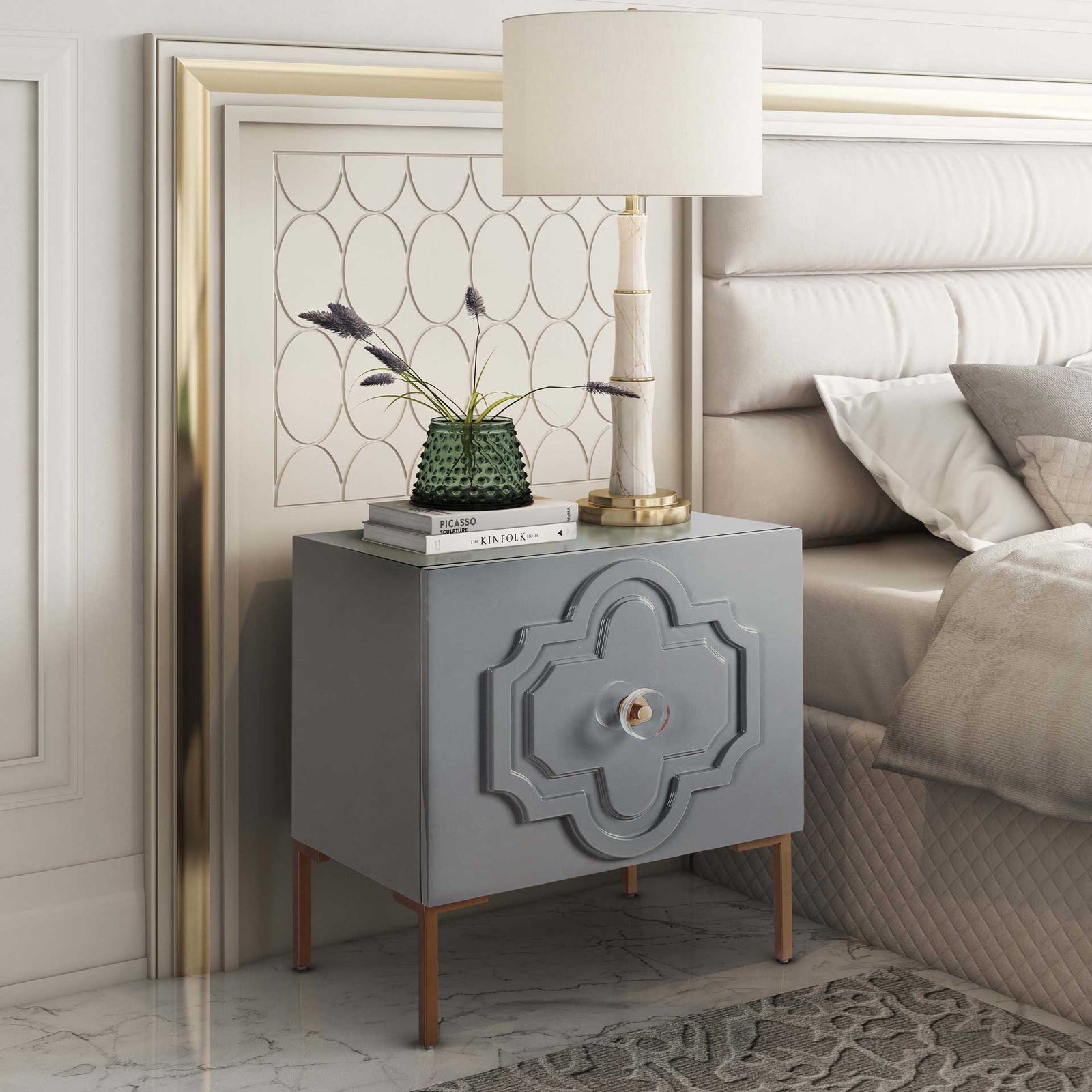 Analiz Lacquer Side Table Gray