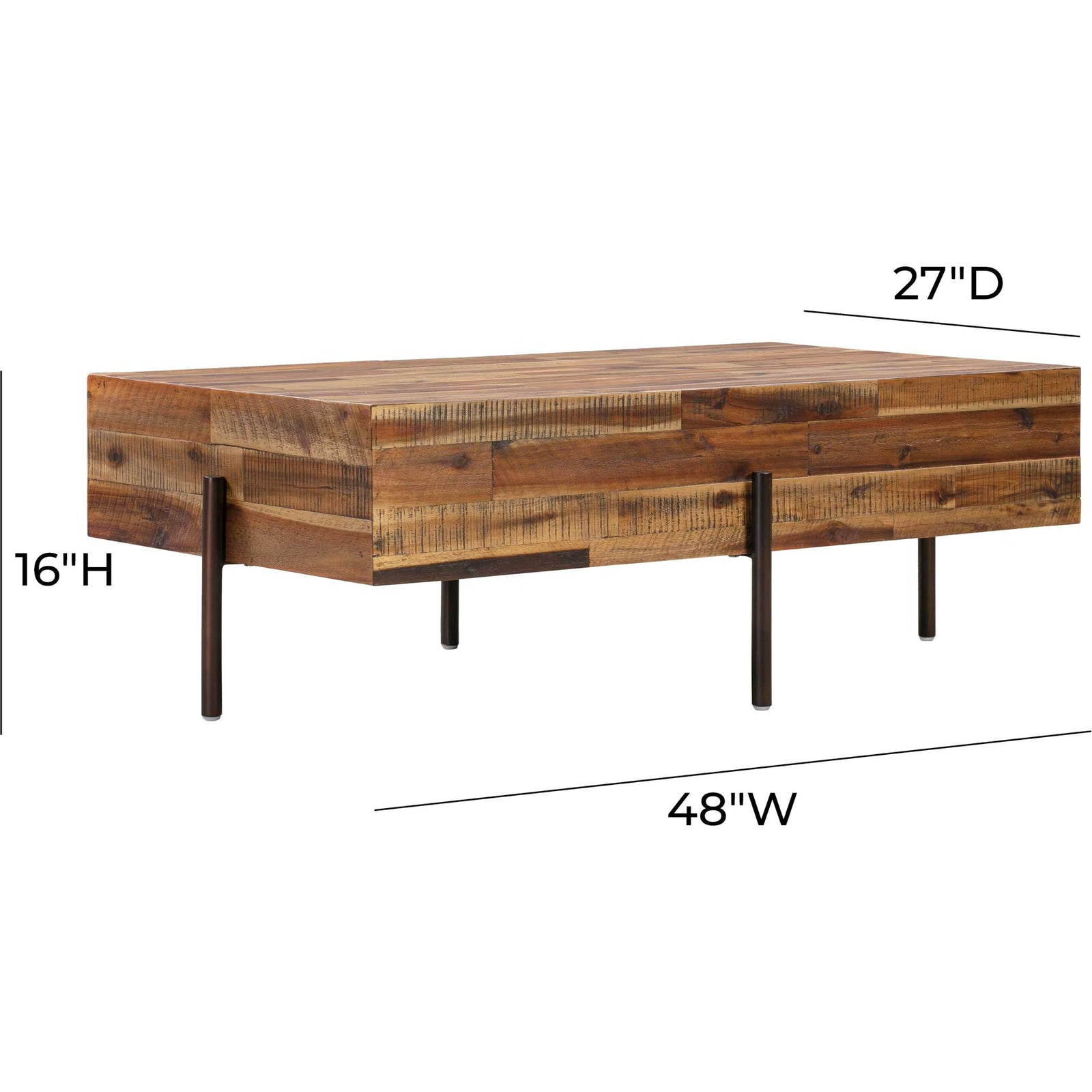 Boston Wooden Coffee Table Rustic/Dark Brown