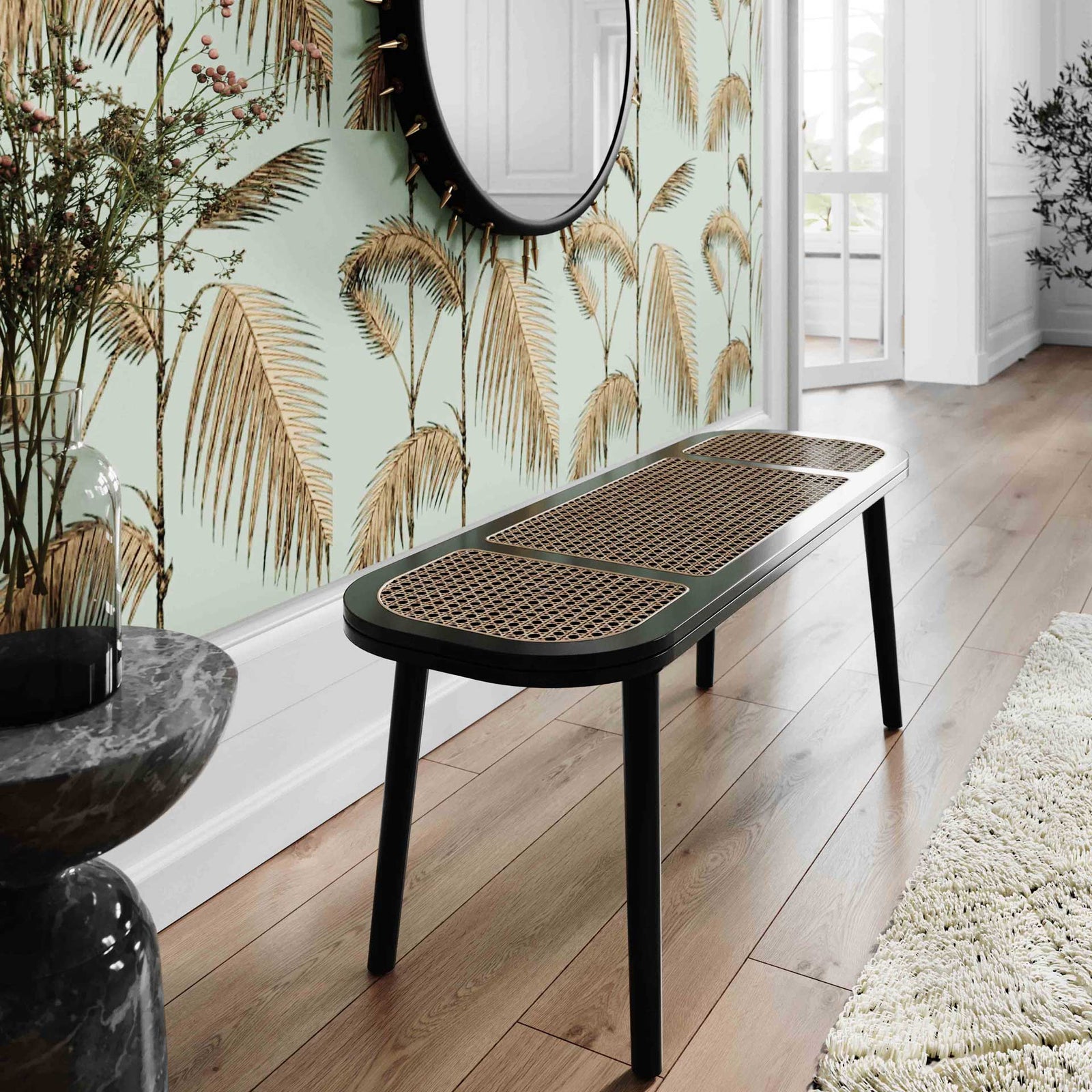 Emilee Cane Bench Black