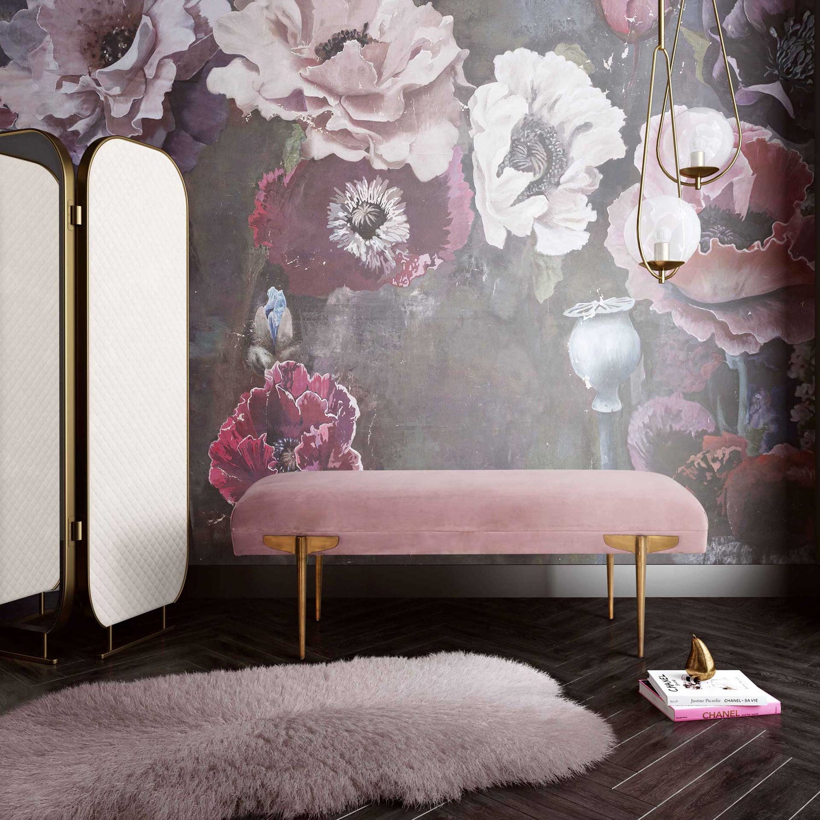 Braxton Velvet Bench Mauve