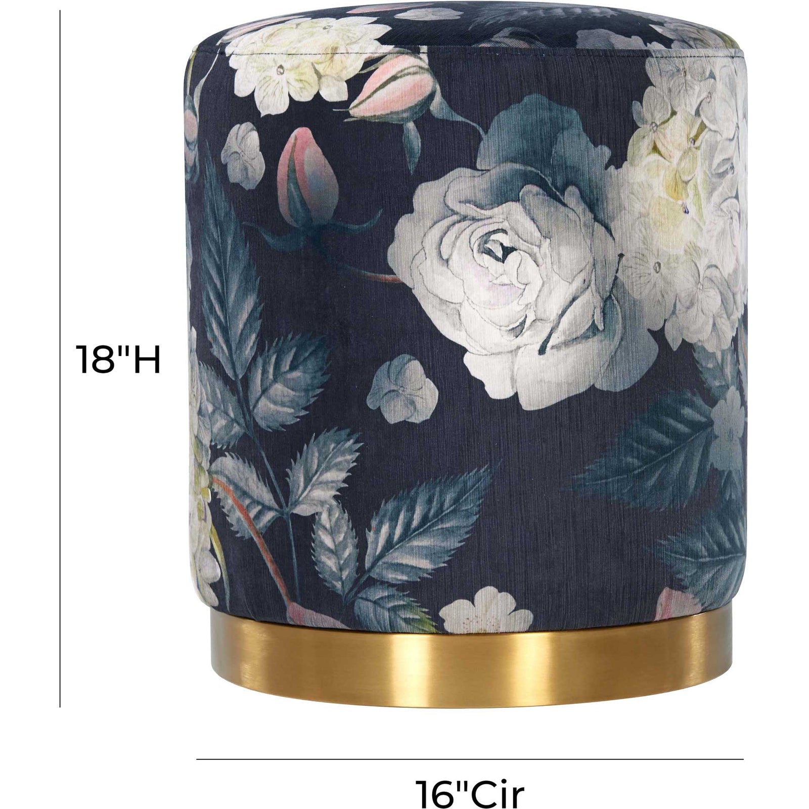 Ophelia Floral Velvet Ottoman Multi