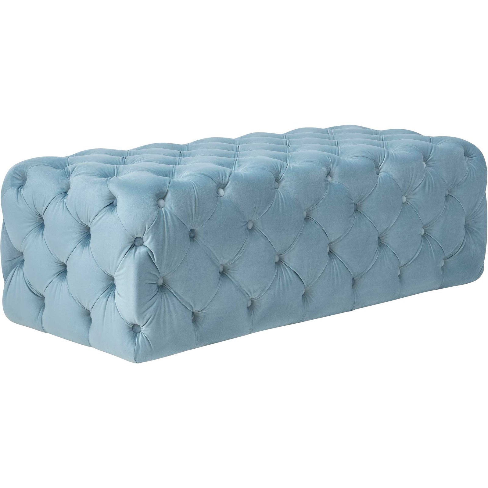 Kalel Velvet Ottoman Sea Blue