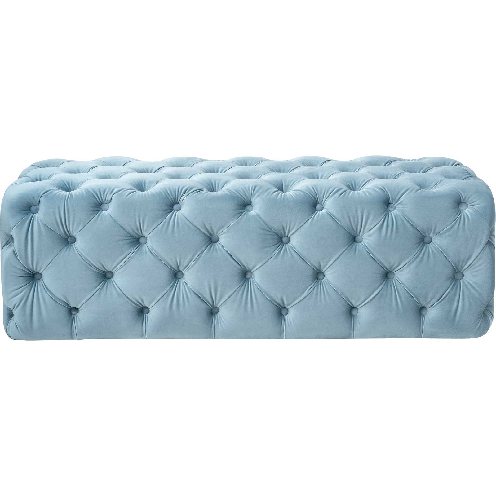 Kalel Velvet Ottoman Sea Blue