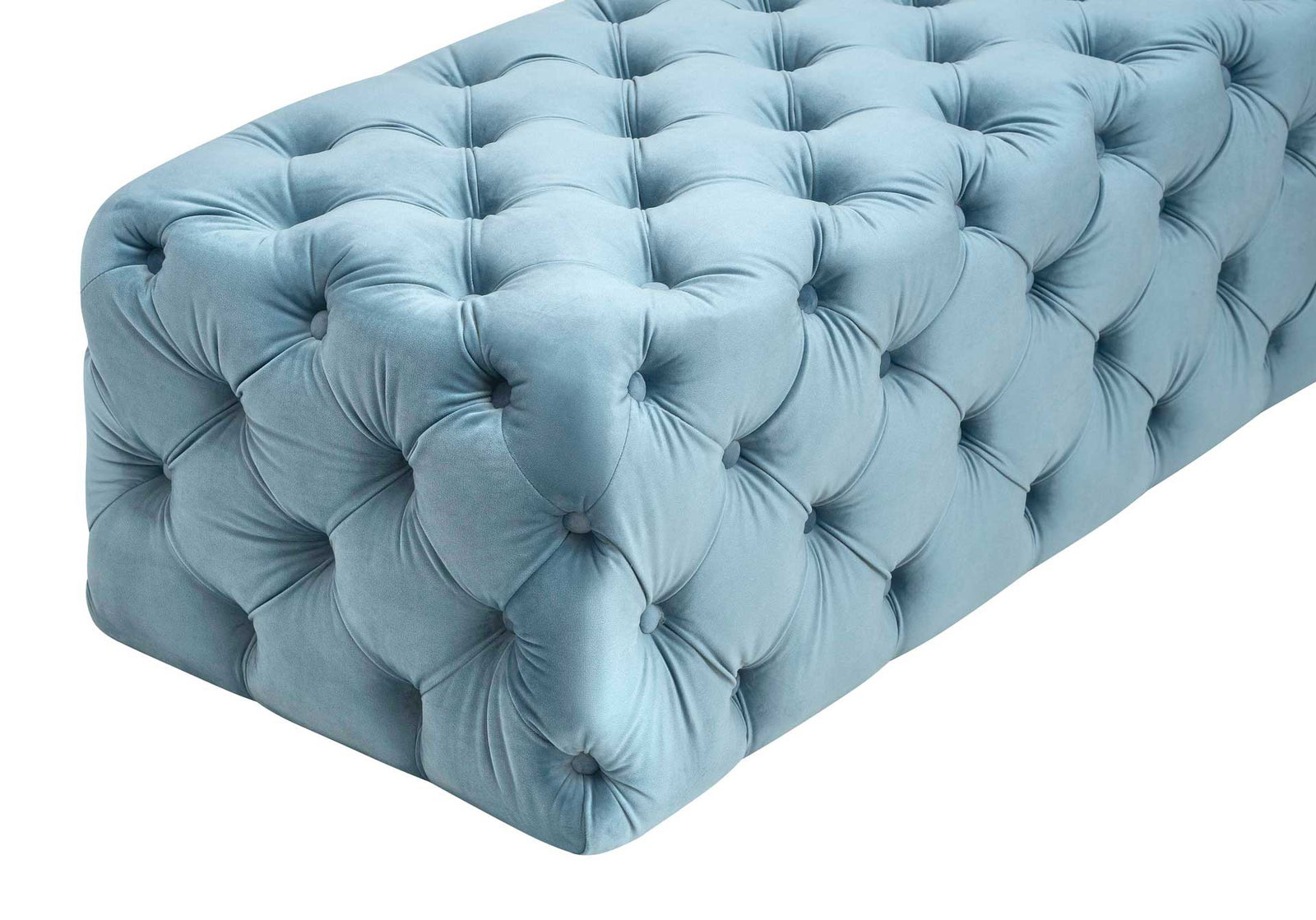 Kalel Velvet Ottoman Sea Blue