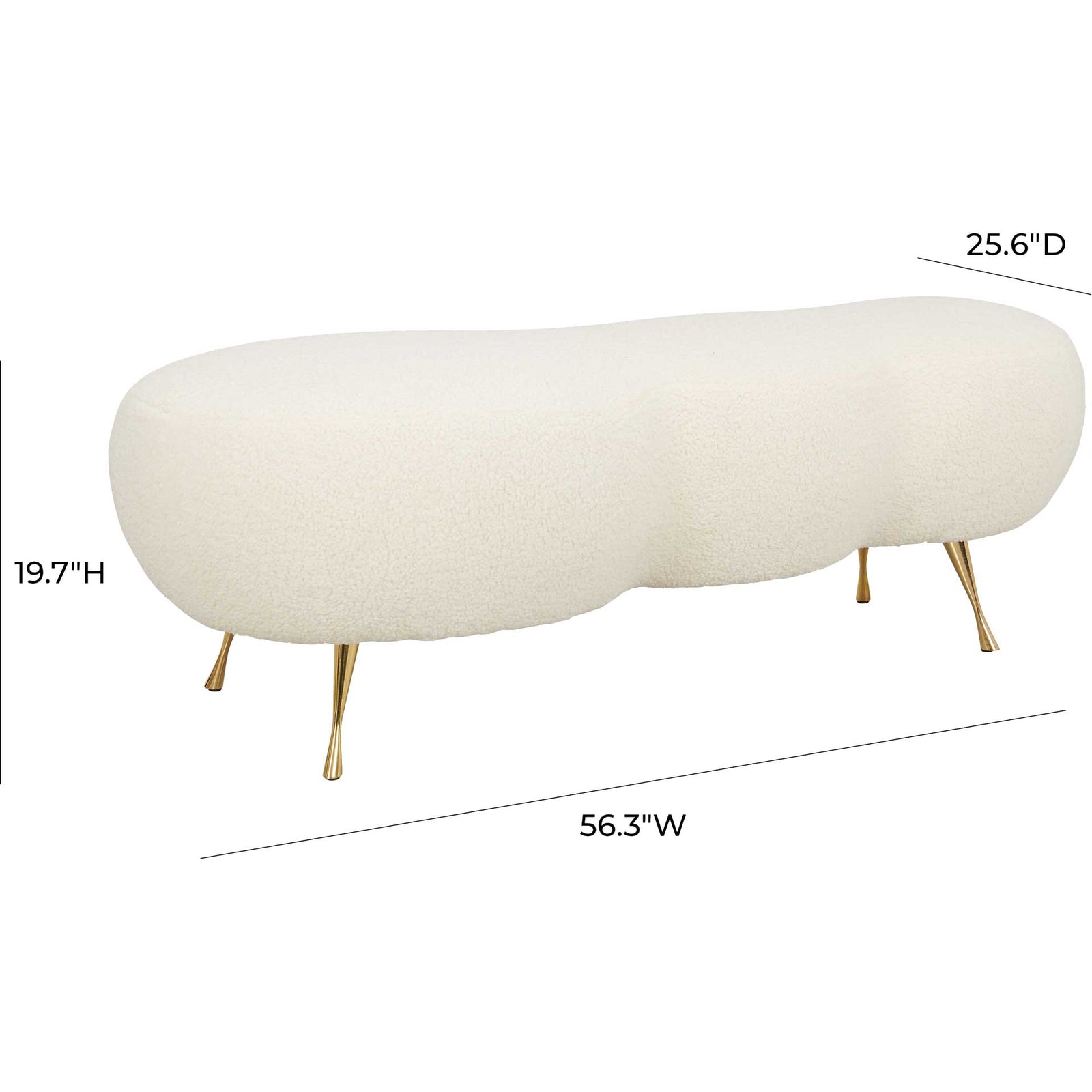 Wesley Faux Shearling Bench Beige