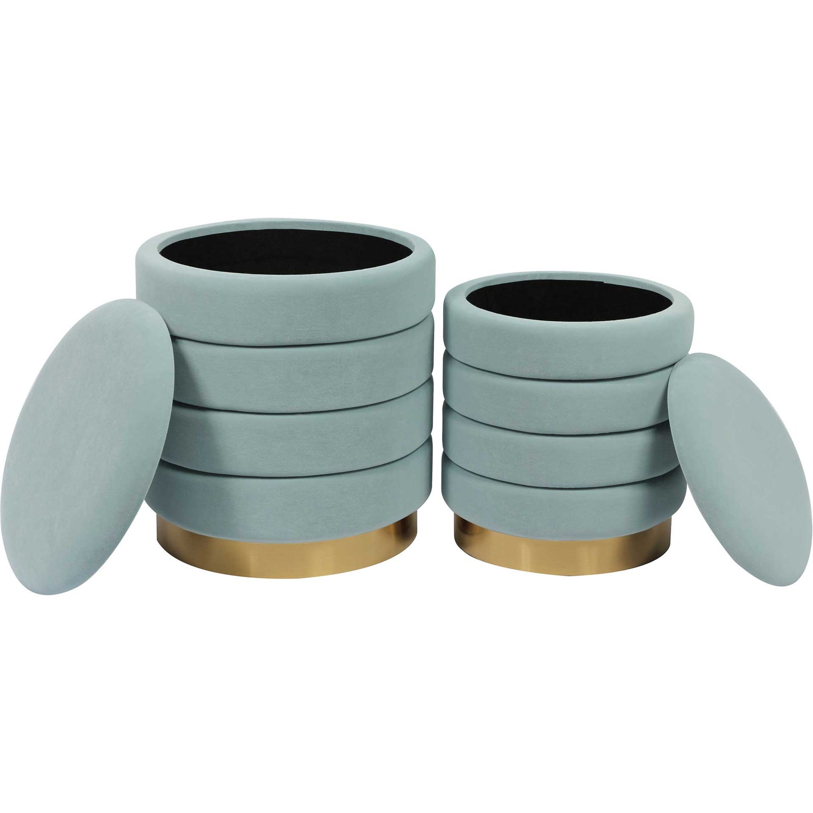 Sanford Velvet Storage Ottomans Sea Blue