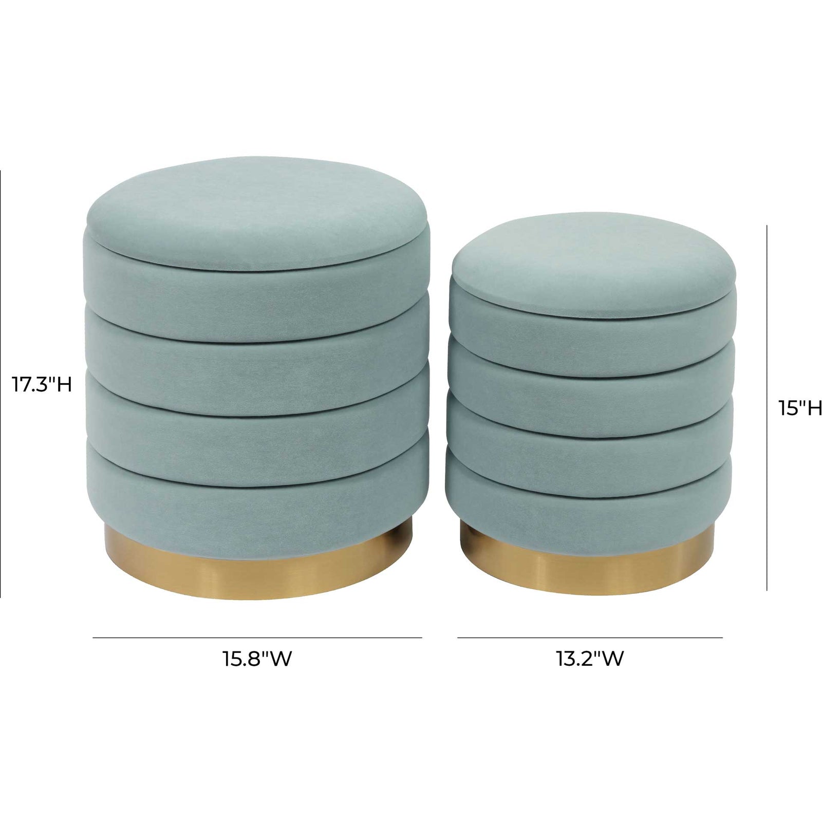 Sanford Velvet Storage Ottomans Sea Blue