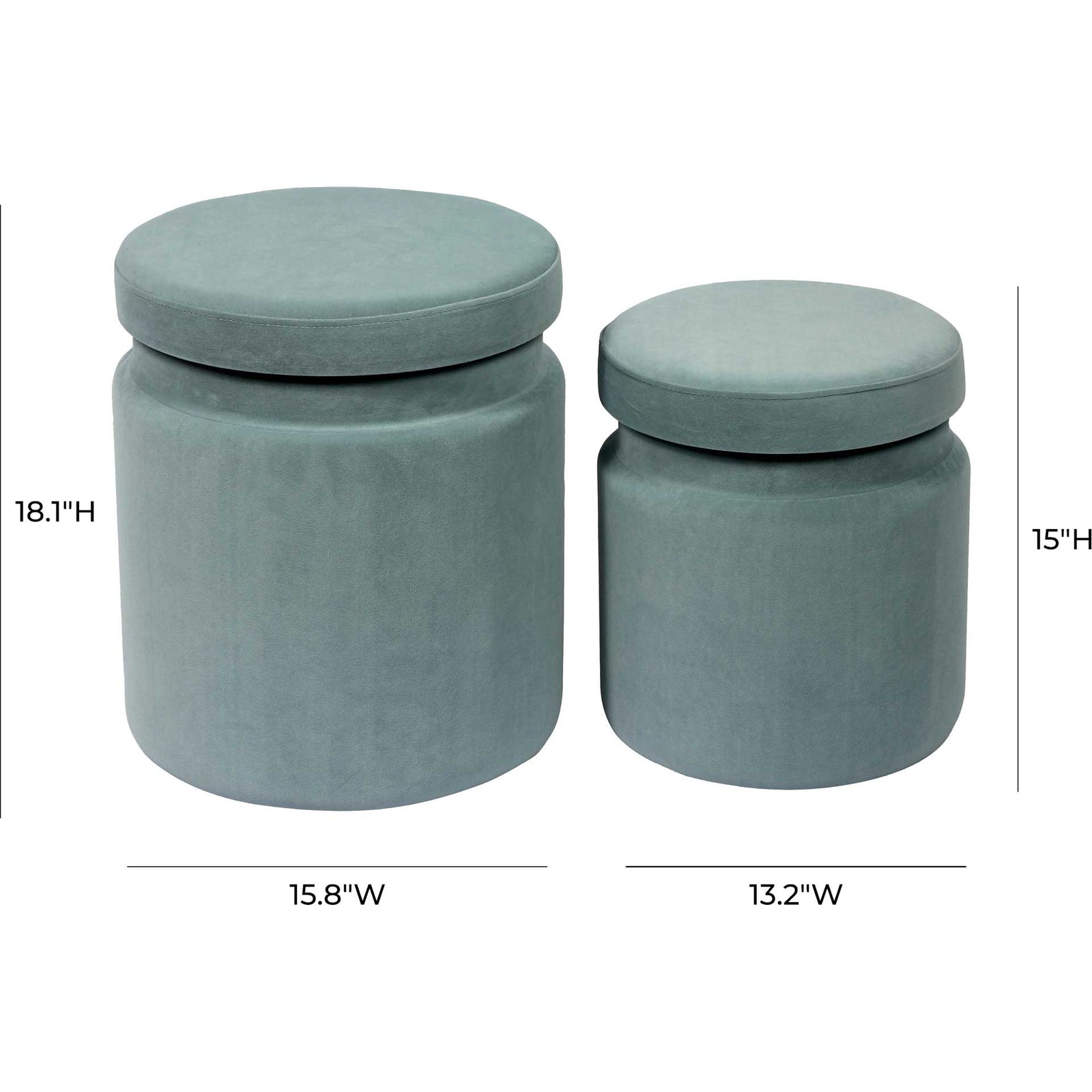 Kristy Velvet Storage Ottomans Sea Blue
