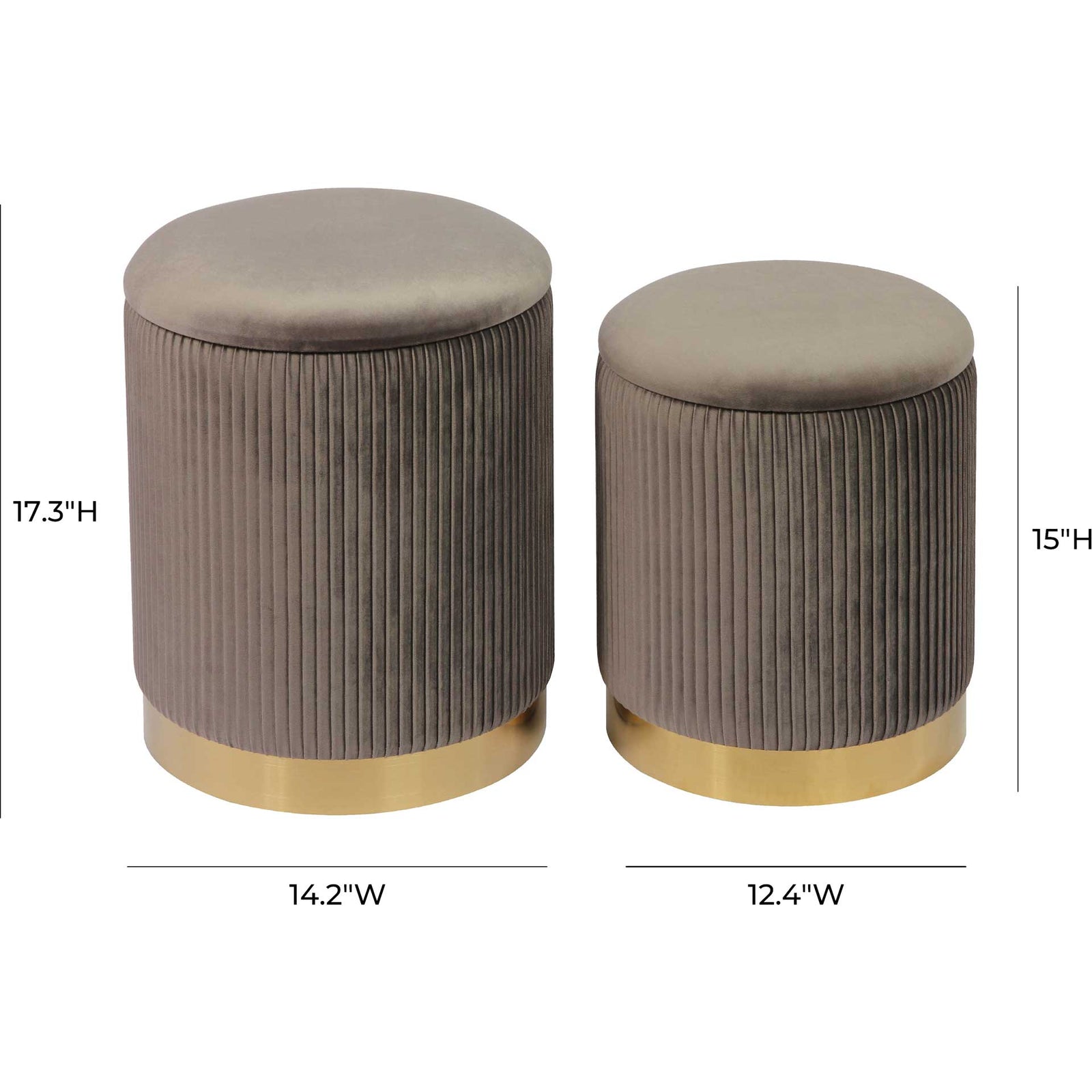 Chamonix Velvet Storage Ottomans Gray