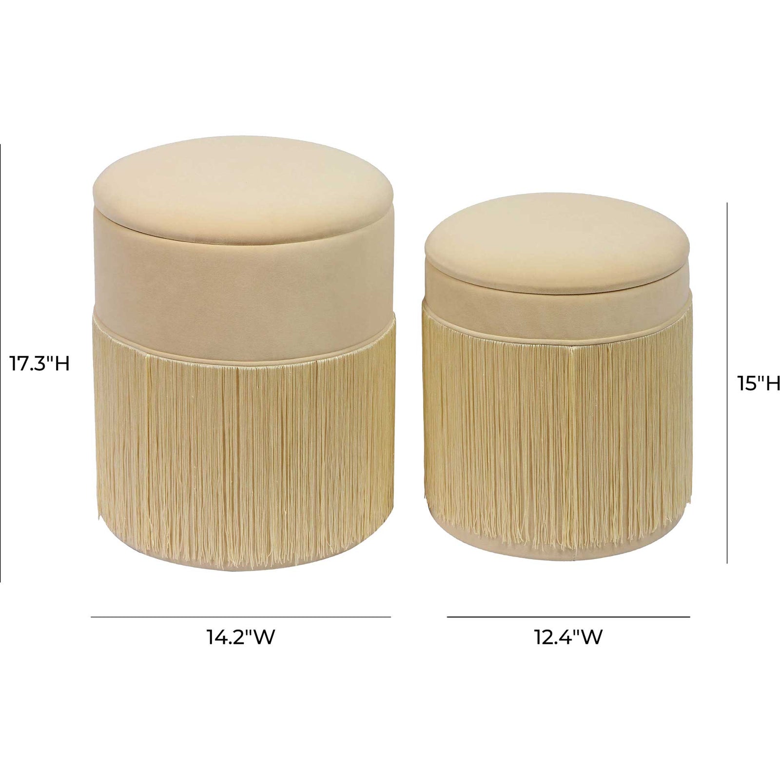 Talon Velvet Storage Ottomans Cream