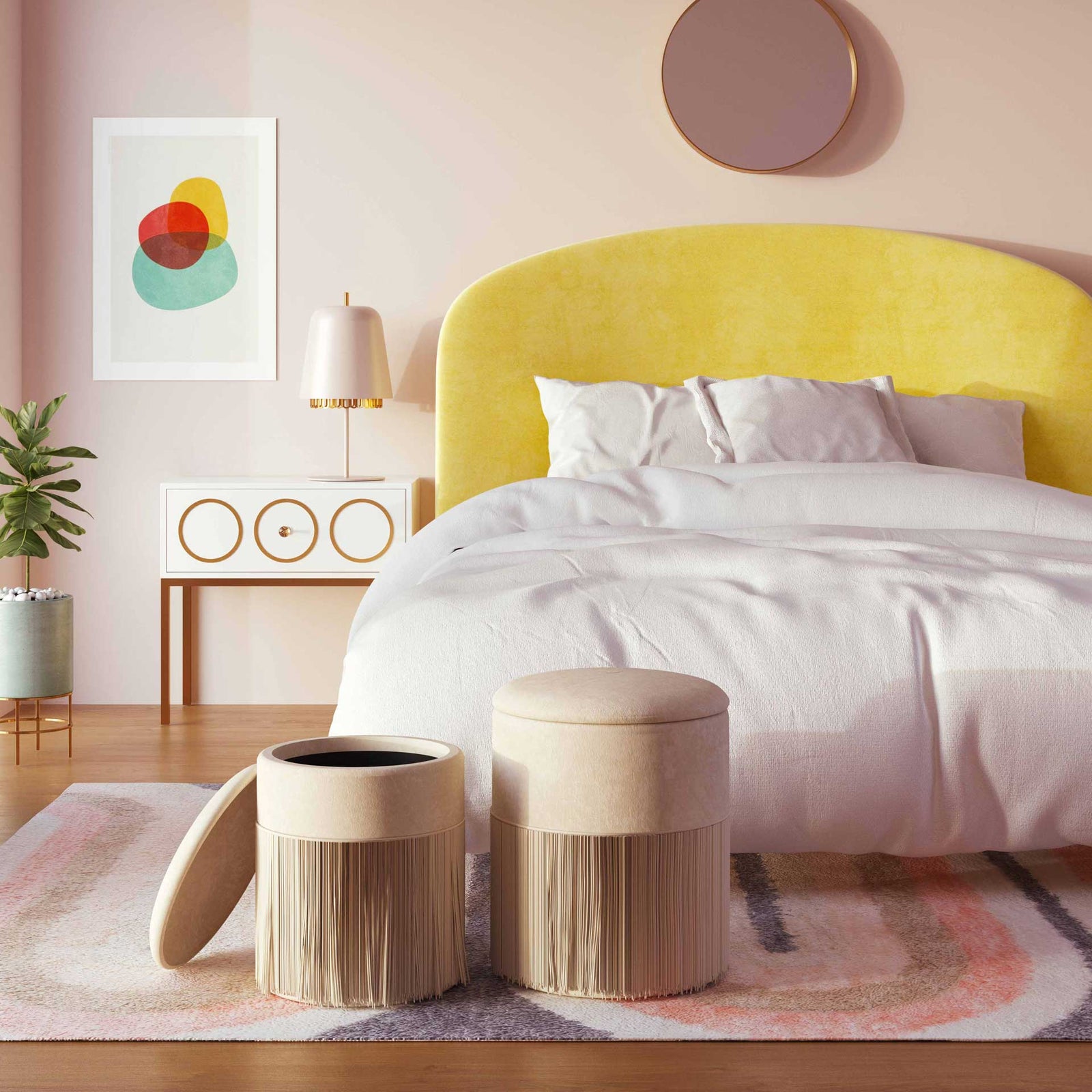 Talon Velvet Storage Ottomans Cream