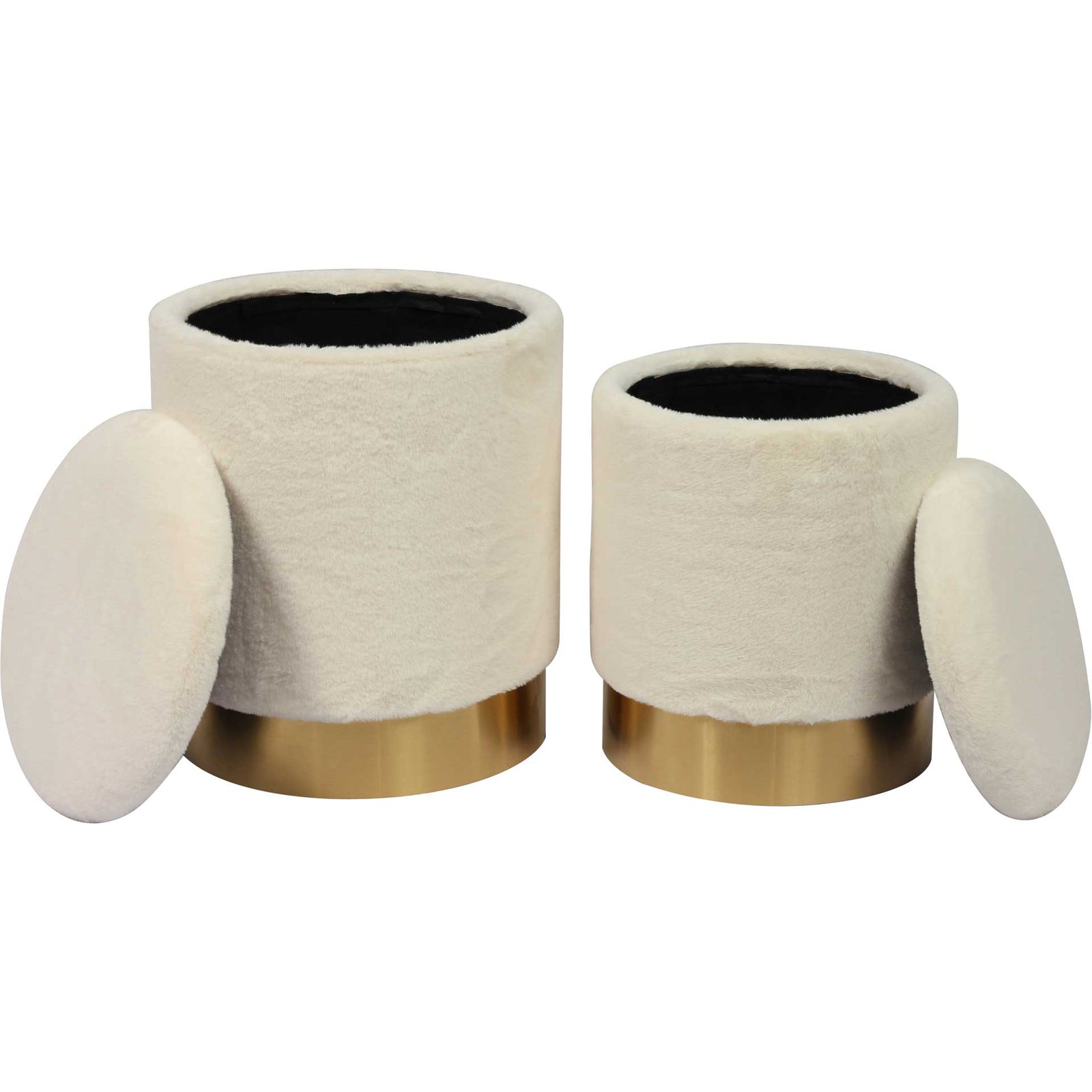 Teangi Faux Sheepskin Storage Ottomans Off-White