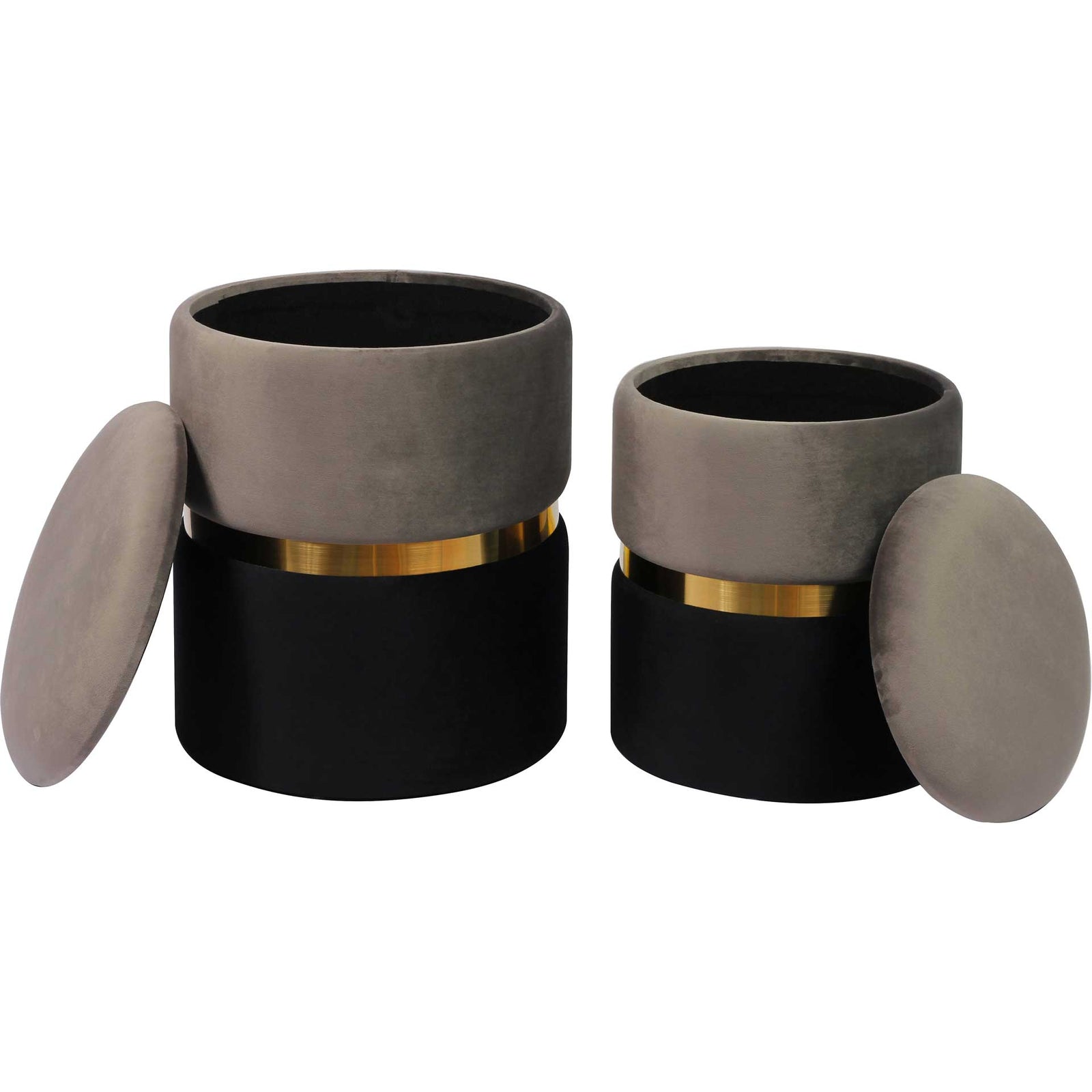 Gianna Velvet Storage Ottomans Gray