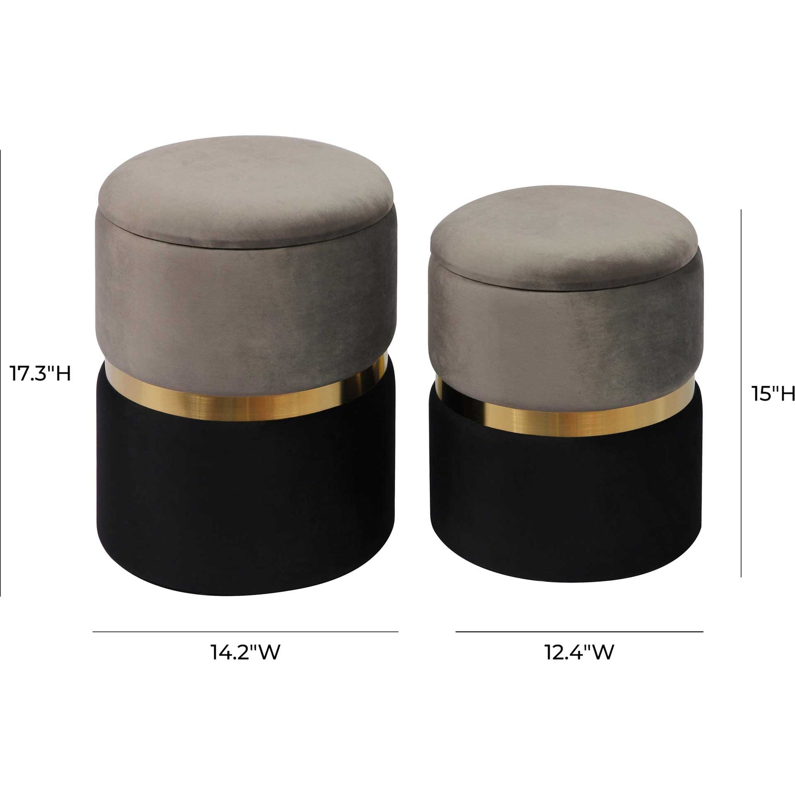 Gianna Velvet Storage Ottomans Gray