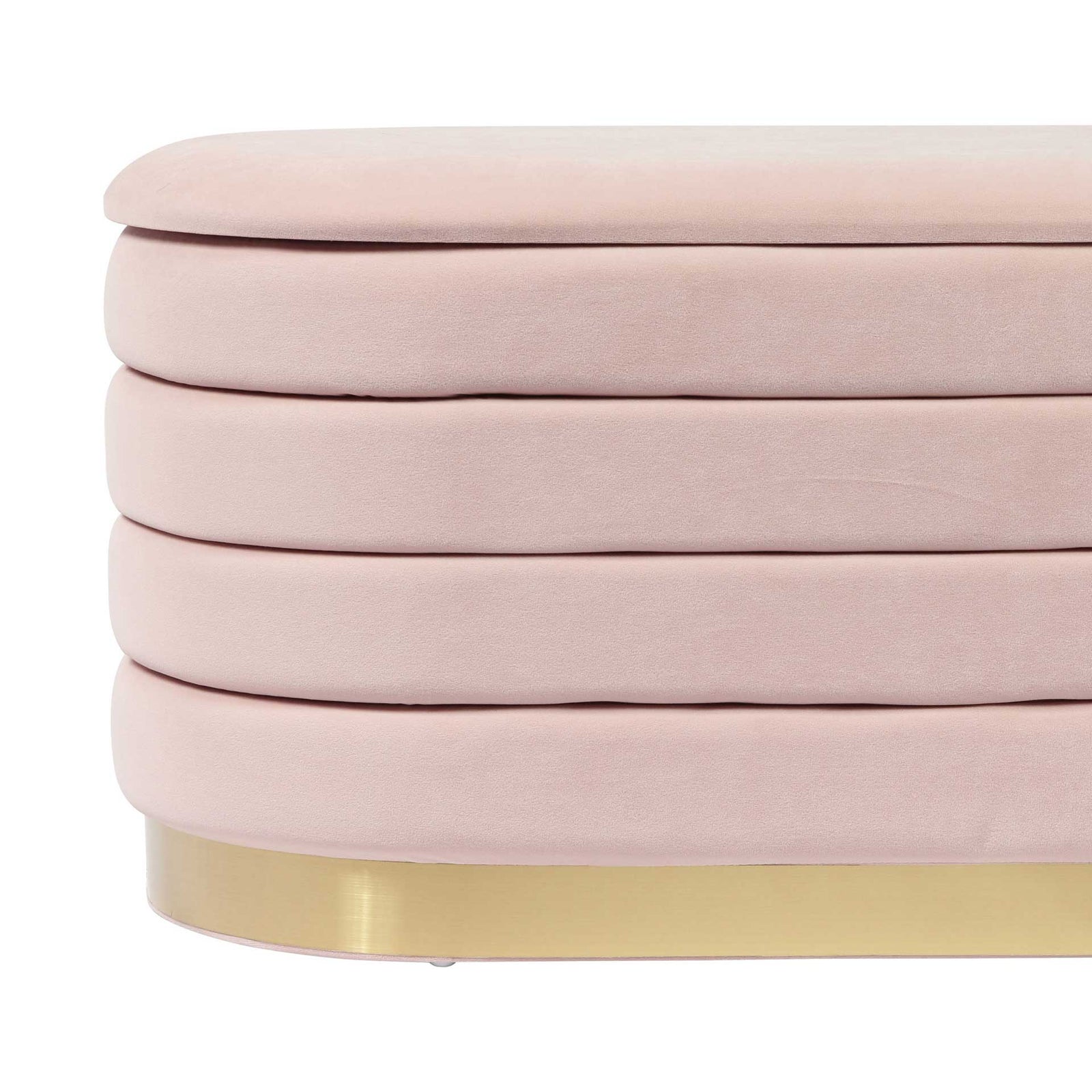 Lilah Velvet Storage Bench Blush