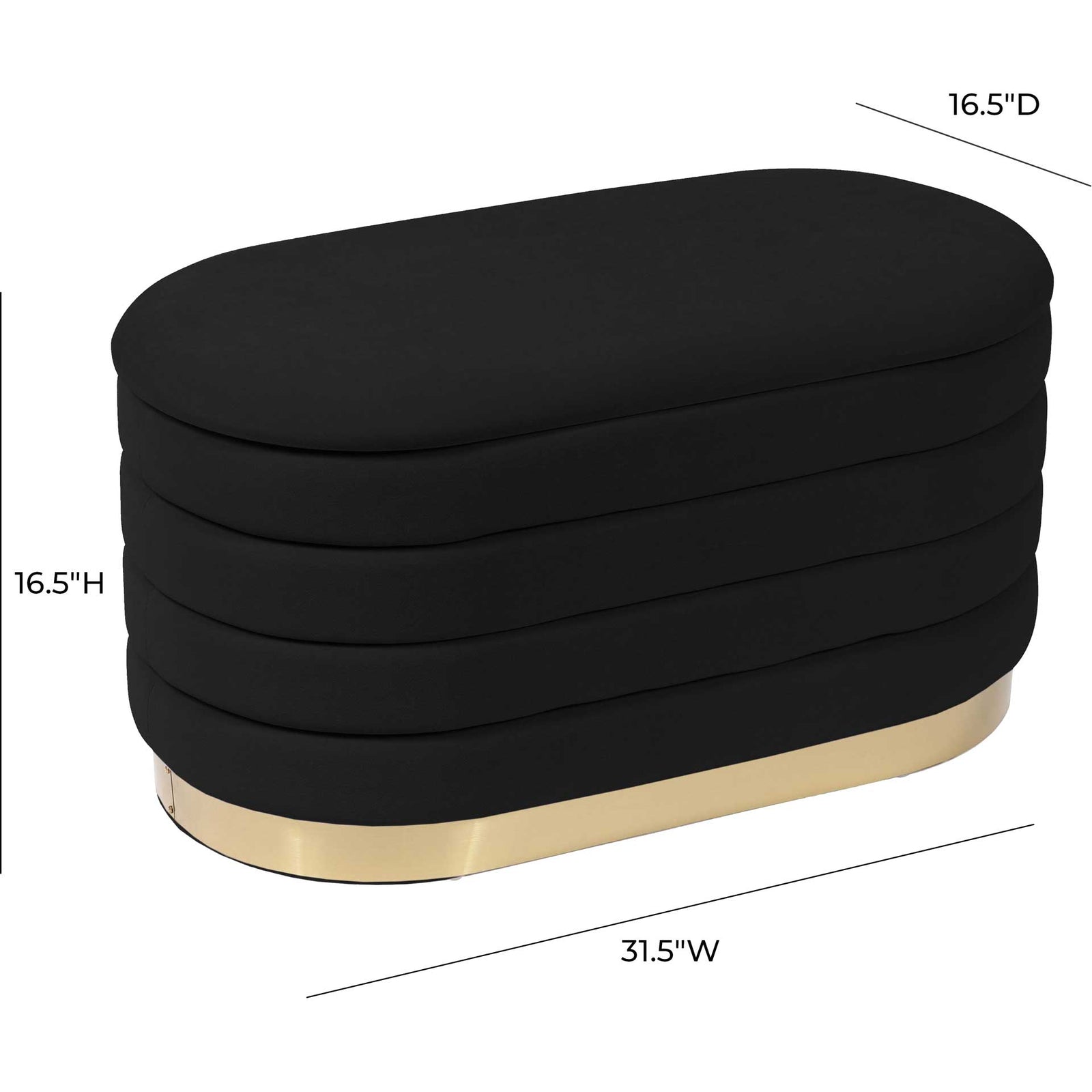 Lilah Velvet Storage Bench Black