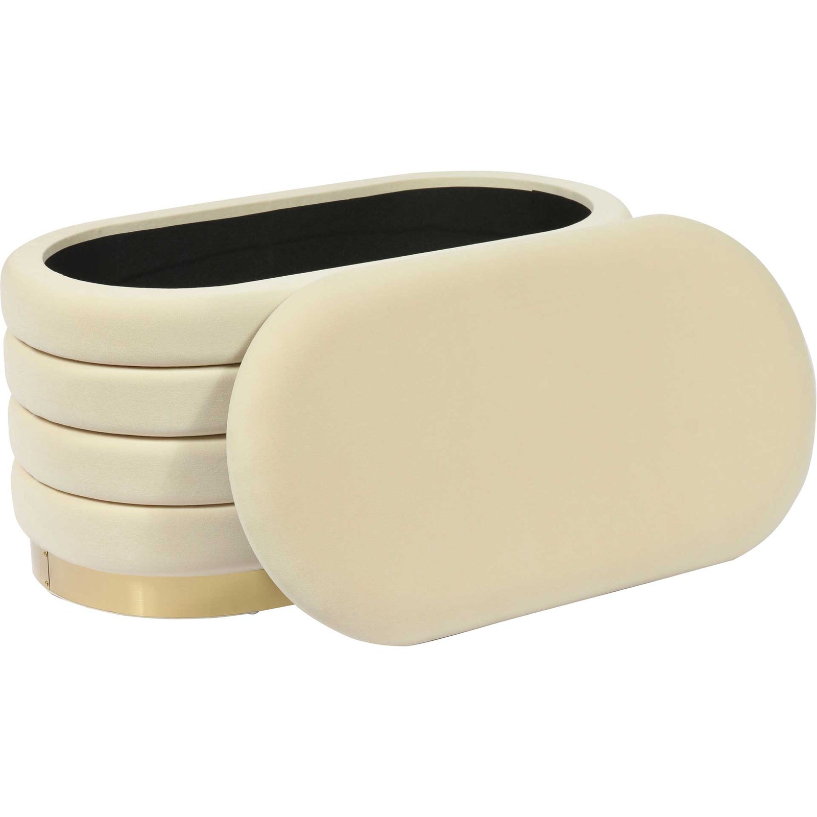 Lilah Velvet Storage Bench Cream