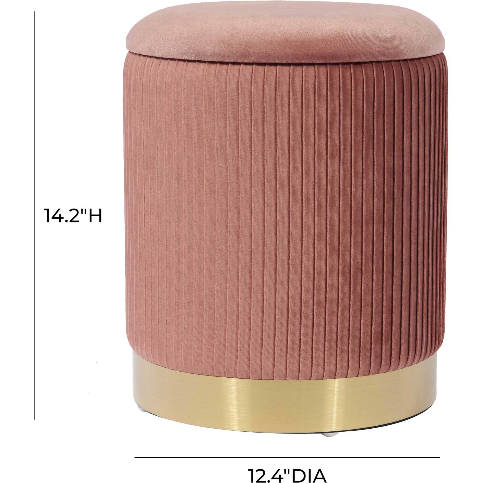 Zorn Velvet Storage Ottoman Blush