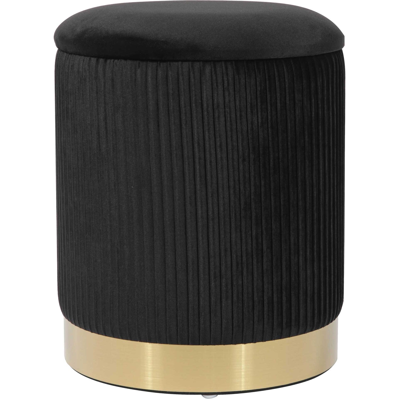 Zorn Velvet Storage Ottoman Black