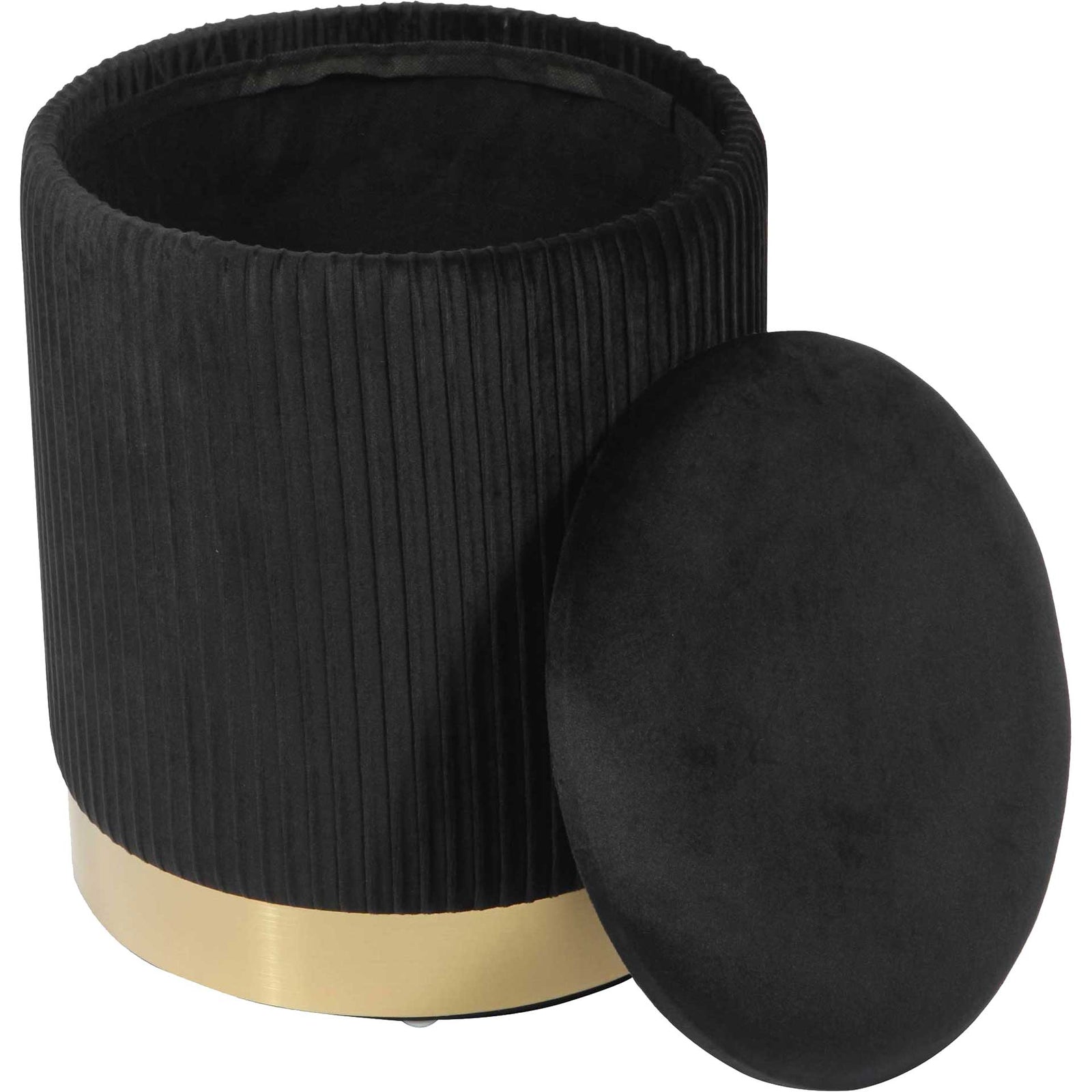 Zorn Velvet Storage Ottoman Black