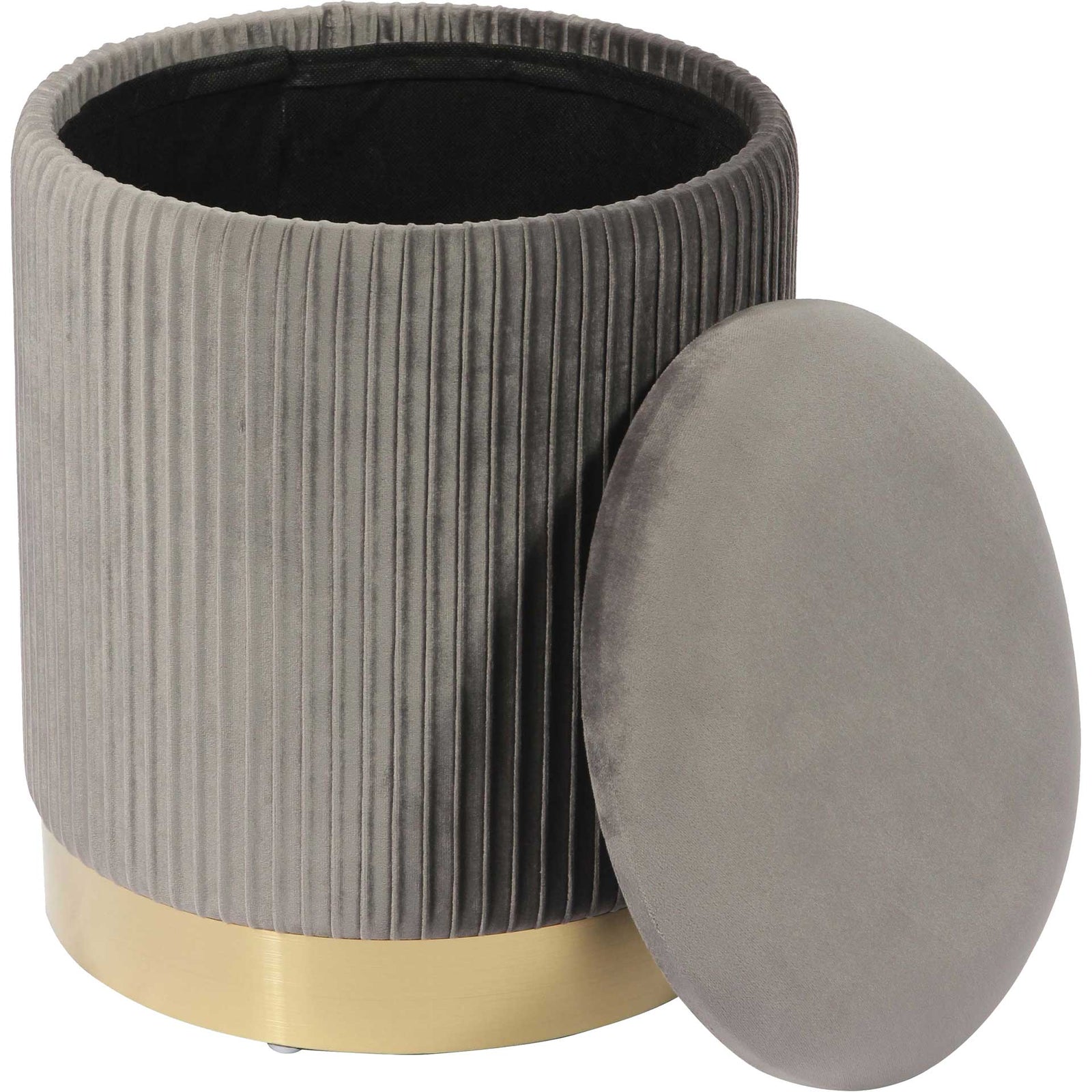 Zorn Velvet Storage Ottoman Gray