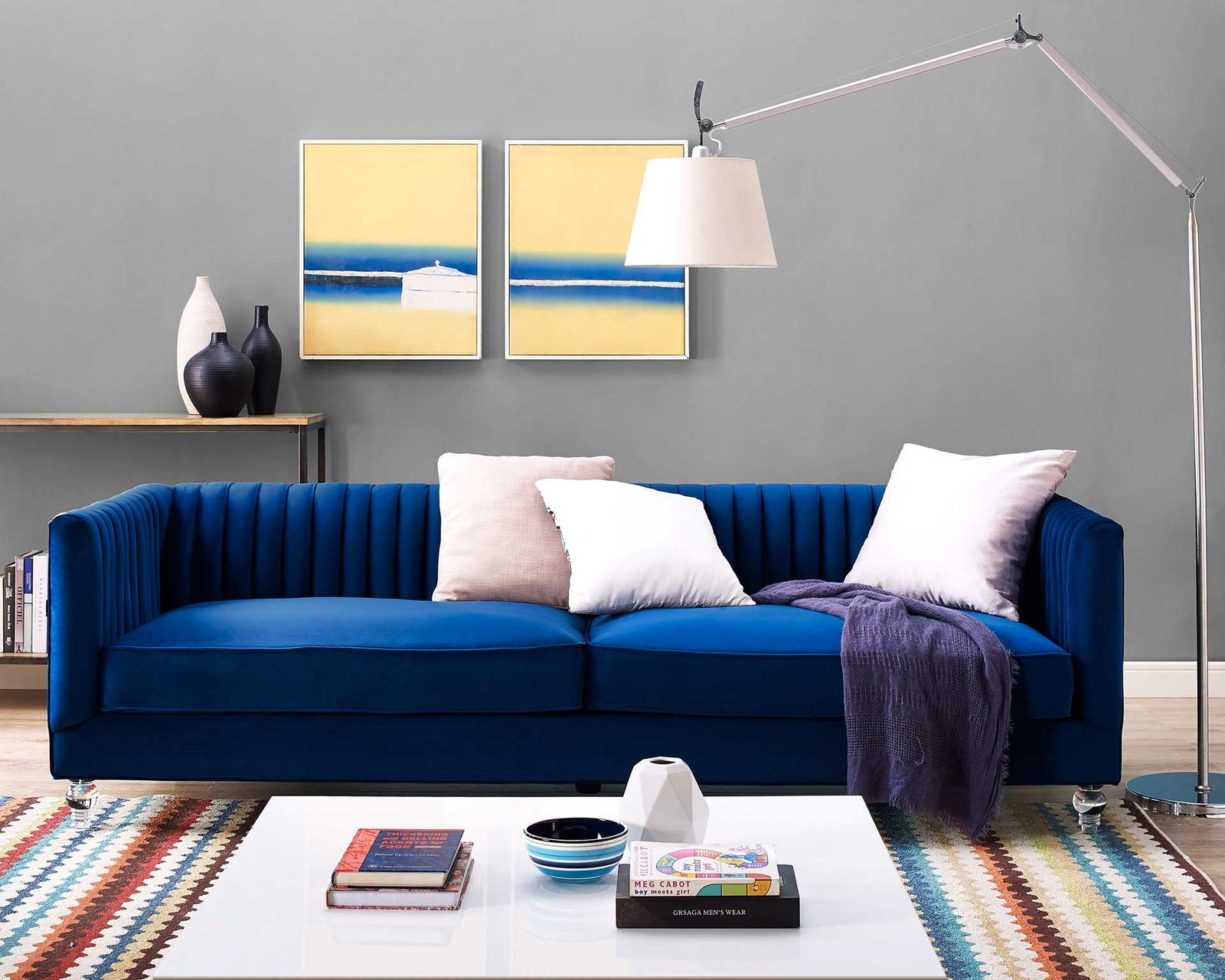 Aviate Velvet Sofa Blue