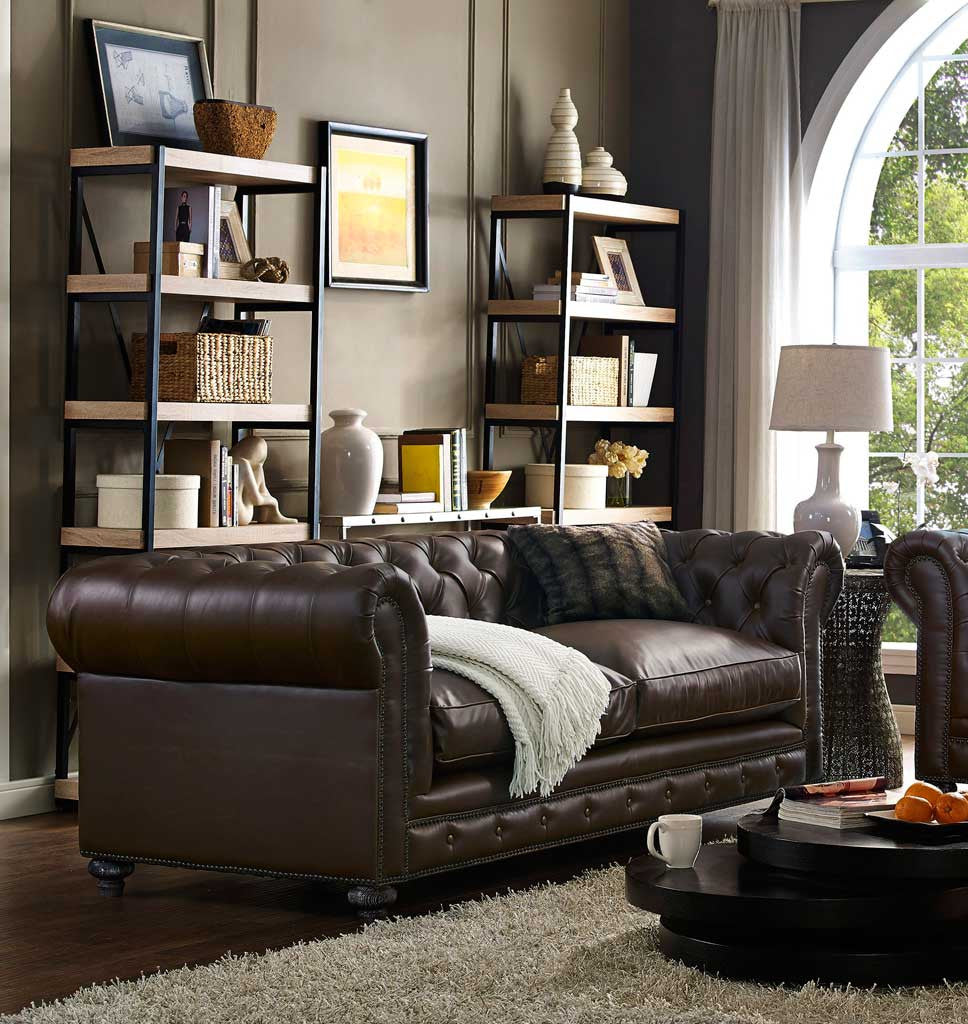 Duval Antique Brown Leather Sofa